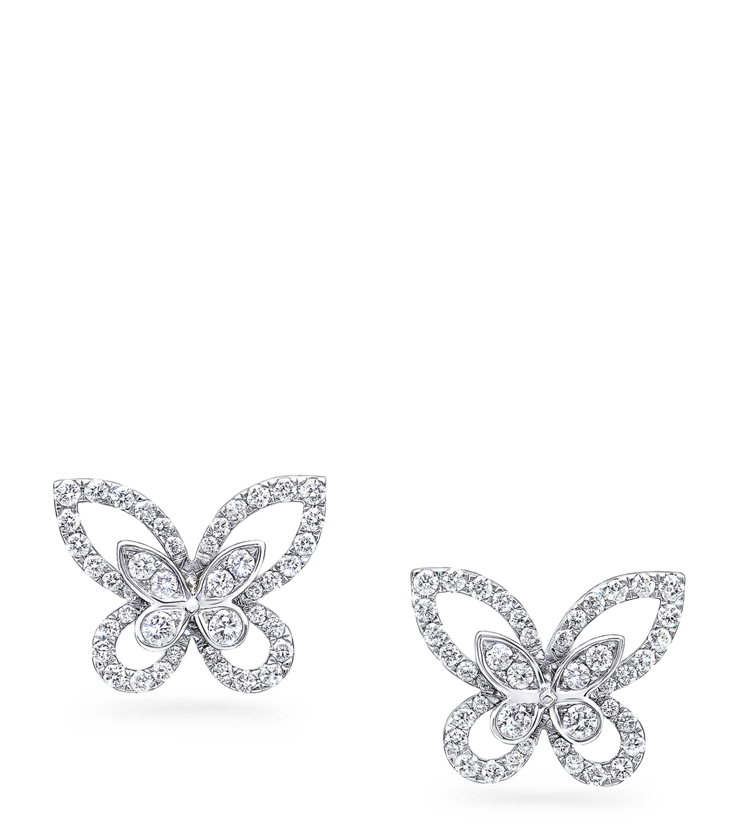 White Gold and Diamond Butterfly Earrings WHITE GOLD Image 1