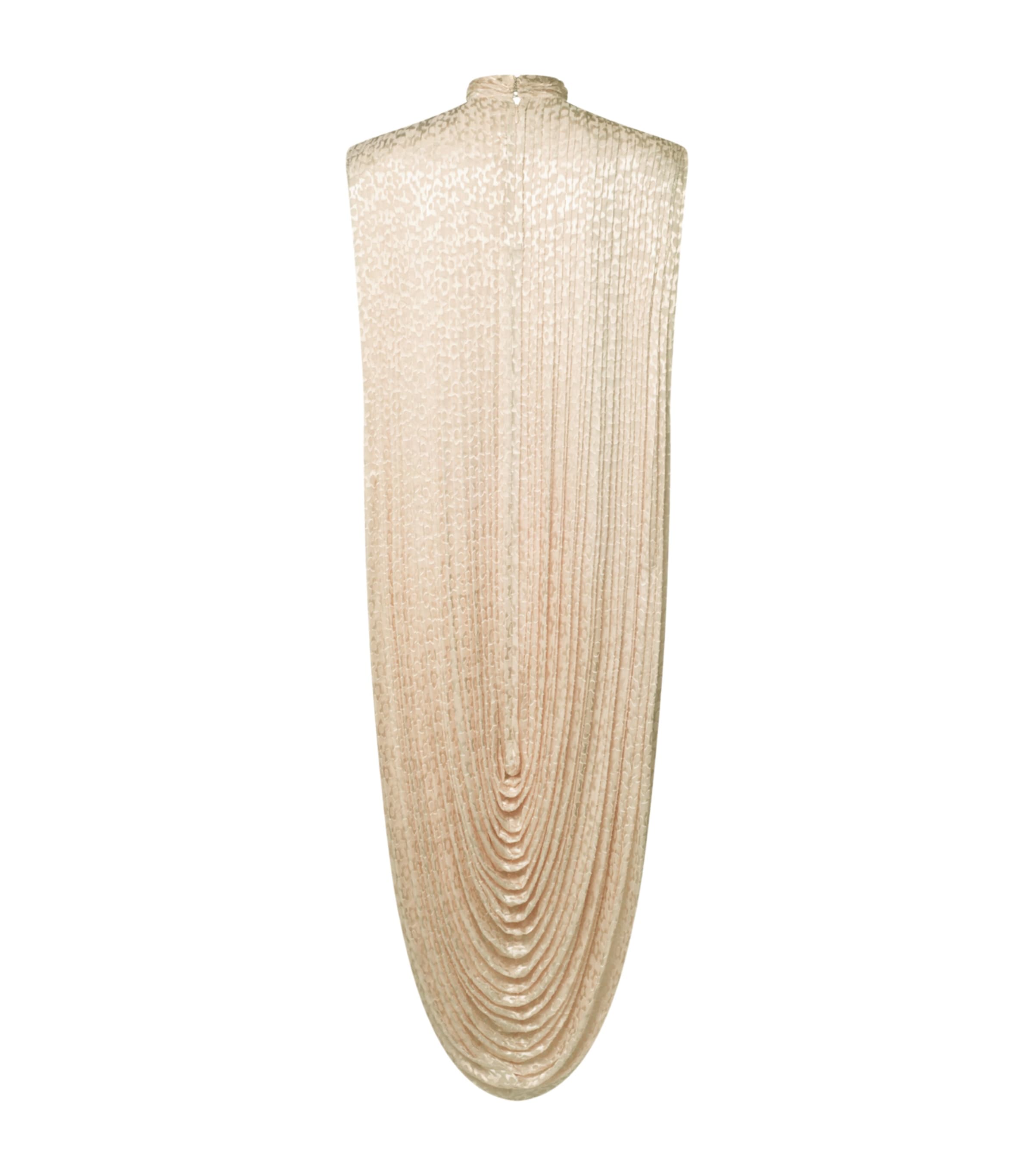 LOUIS VUITTON Womens Silk Floral Draped Midi Dress Cream Image 2