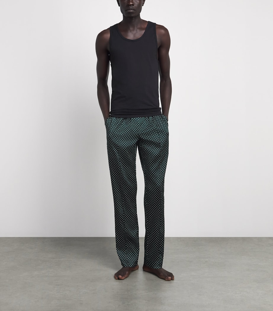 TOM FORD Mens Stretch-Silk Polka Dot Pyjama Bottoms Emerald/white Image 2