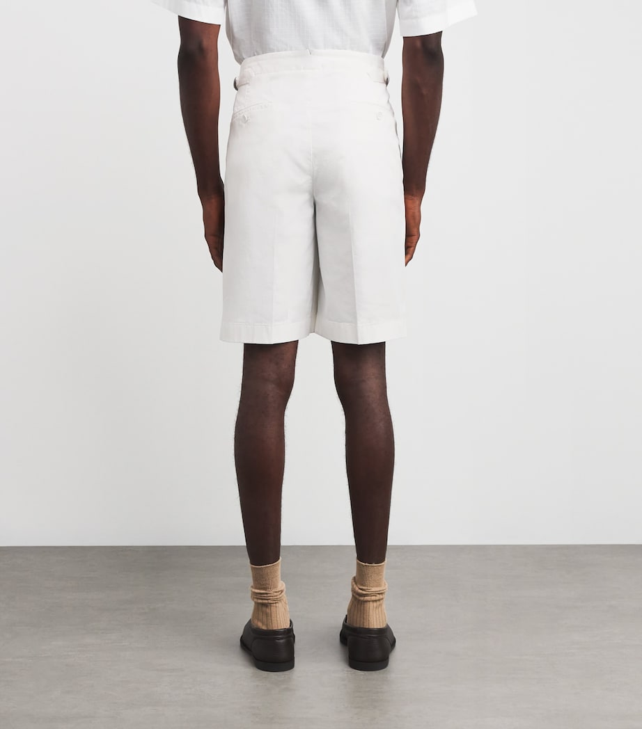 Ralph Lauren Purple Label Mens x Wimbledon Stretch-Cotton Pleated Shorts Deckwash White Image 4