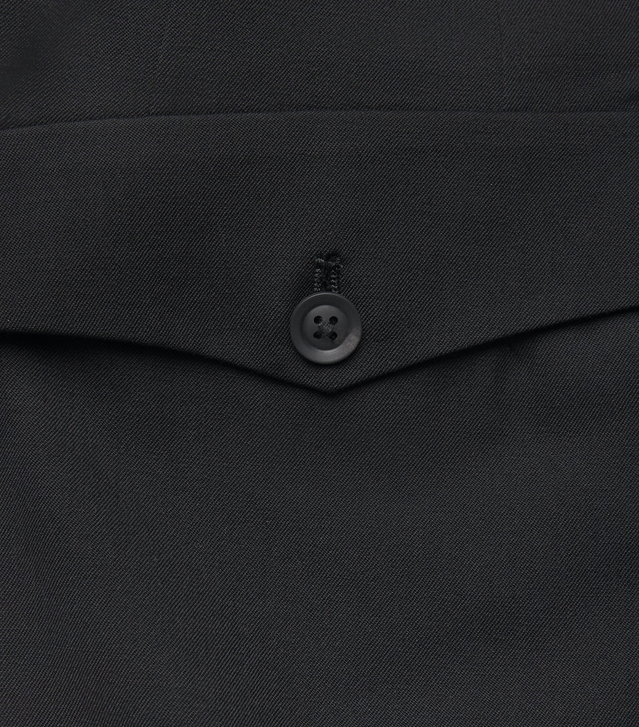 Yohji Yamamoto Mens Wool Pleated Straight Trousers Black Image 6