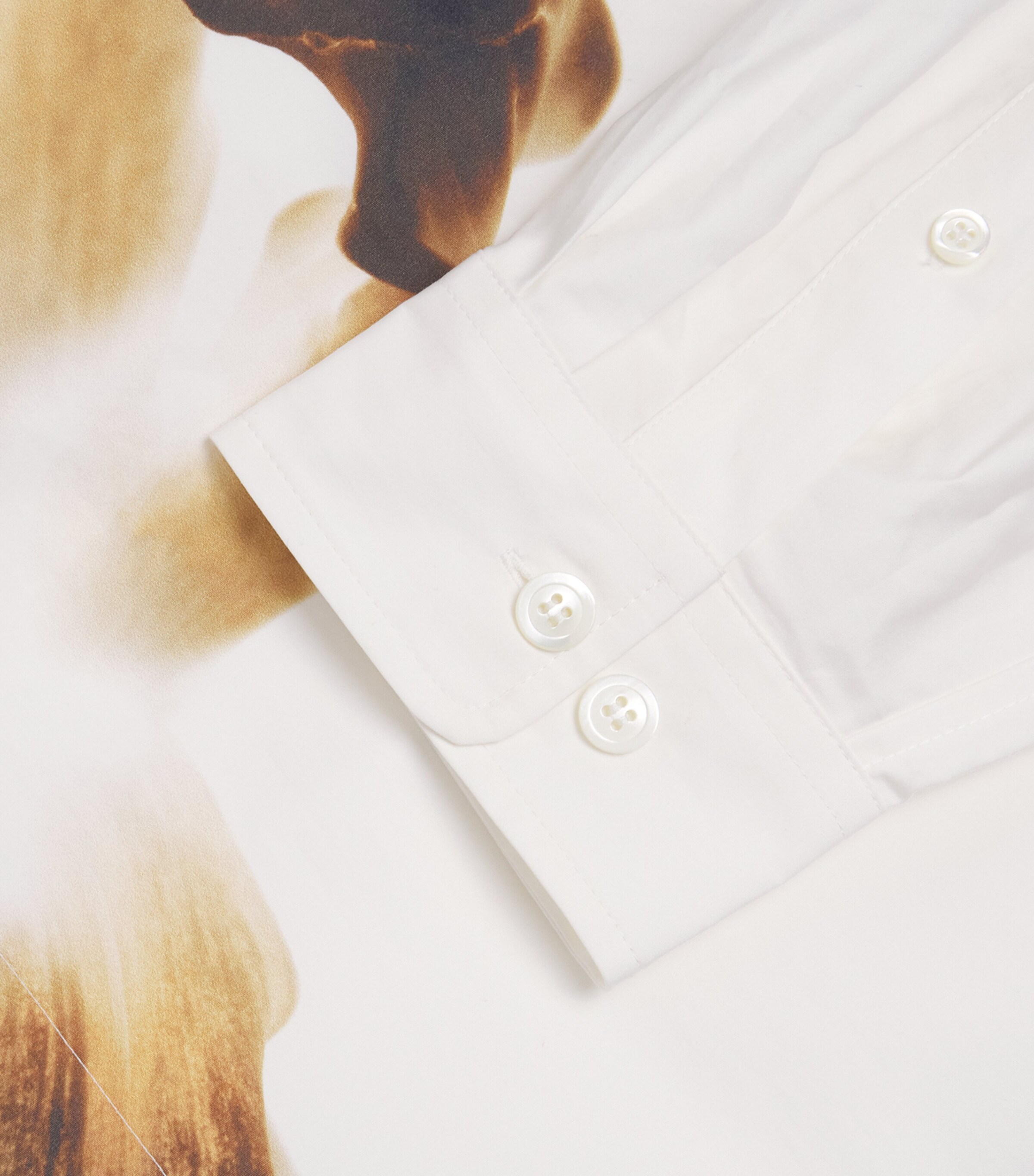 Cotton Placed Flame Lily Shirt TAN Image 5