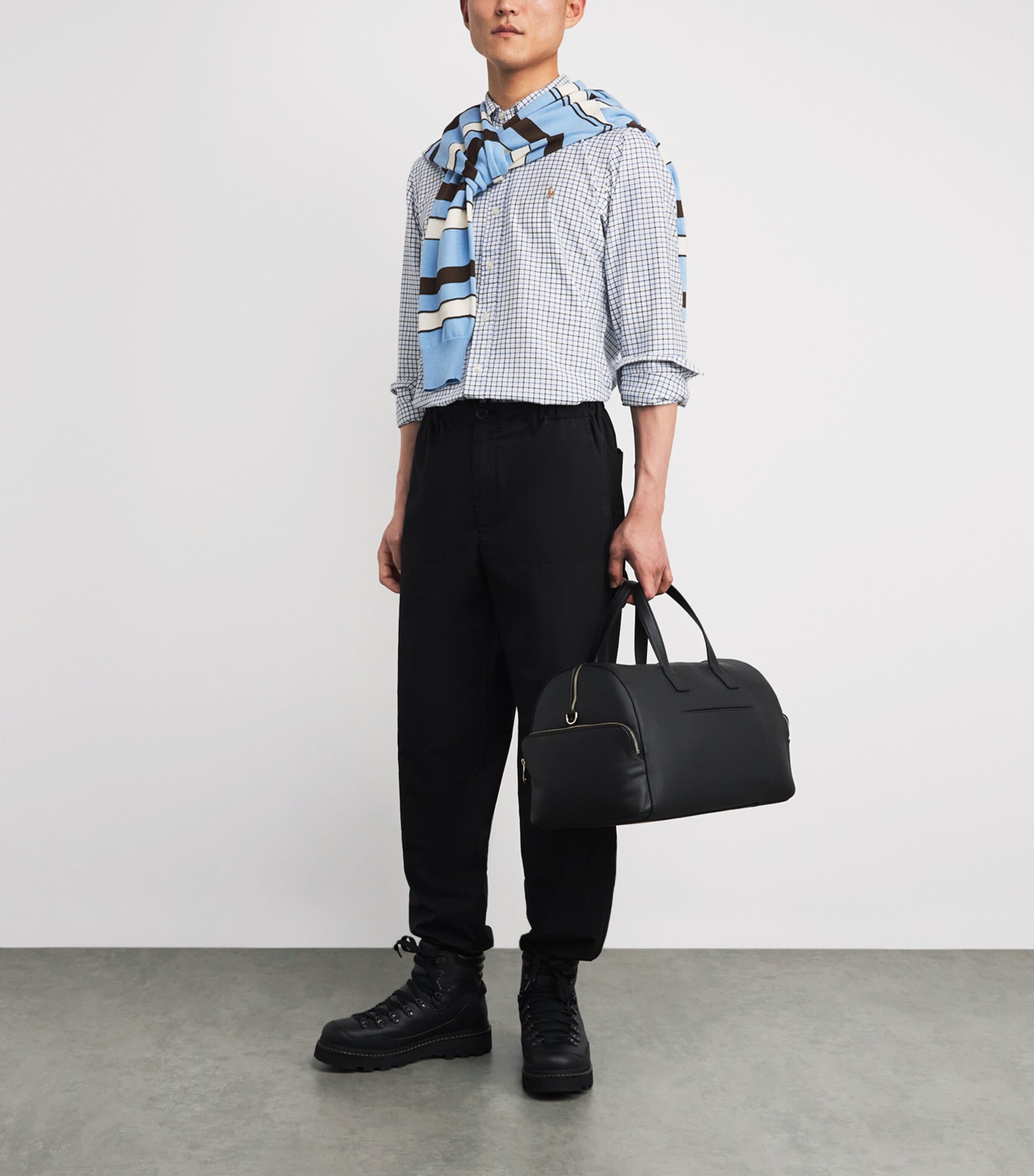 Cotton Tattersall Oxford Shirt WHITE BLUE Image 2