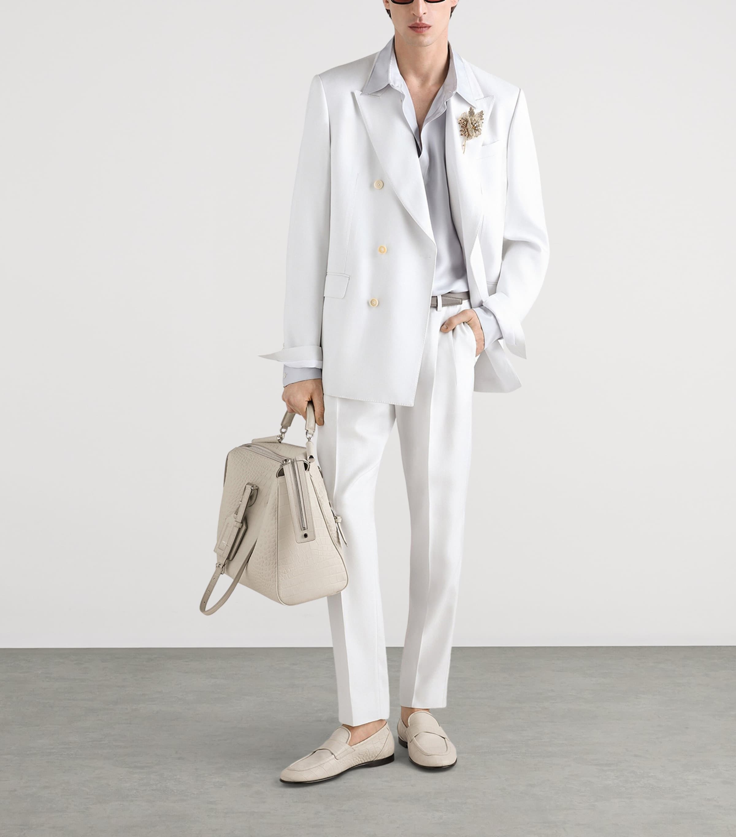 Dolce&Gabbana Mens Double-Breasted Blazer White Image 2
