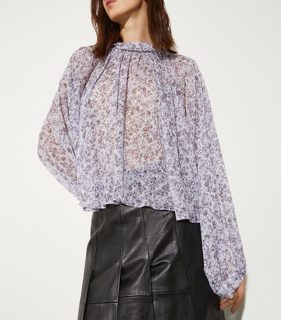 MAX&Co. Womens Crepe Printed Blouse Aubergine Image 2