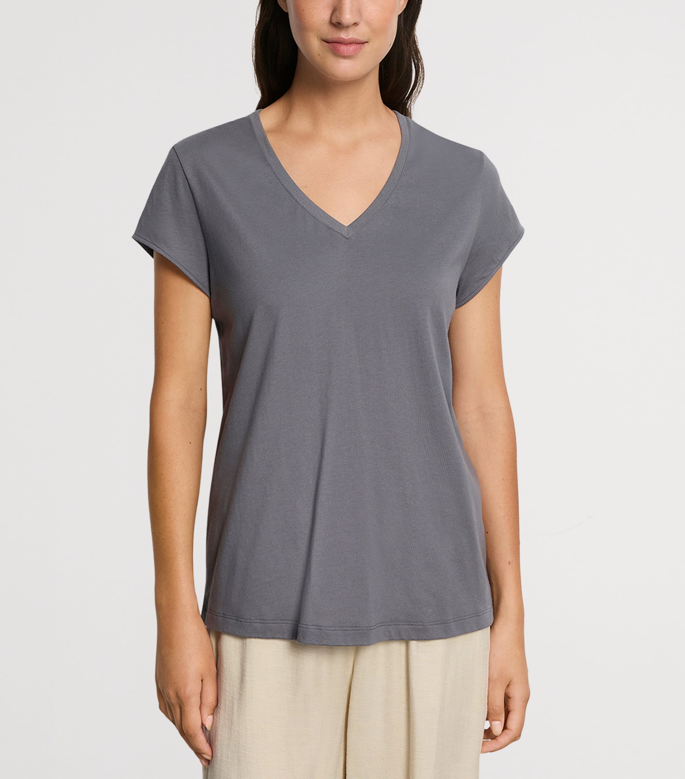 Hanro Womens Organic Cotton Natural T-Shirt Mercury Image 2