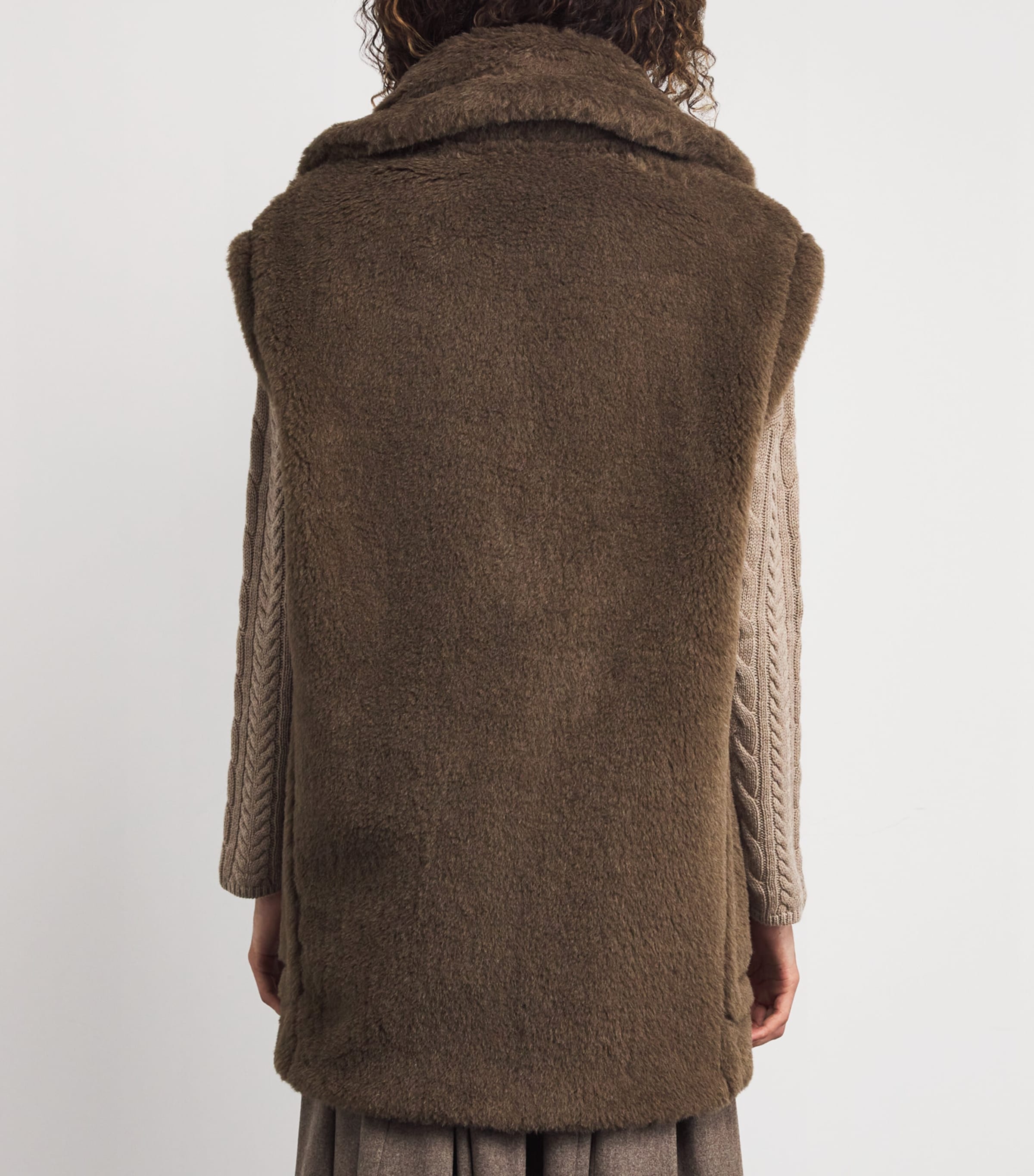 Alpaca-Wool-Silk Sleeveless Coat BROWN Image 5