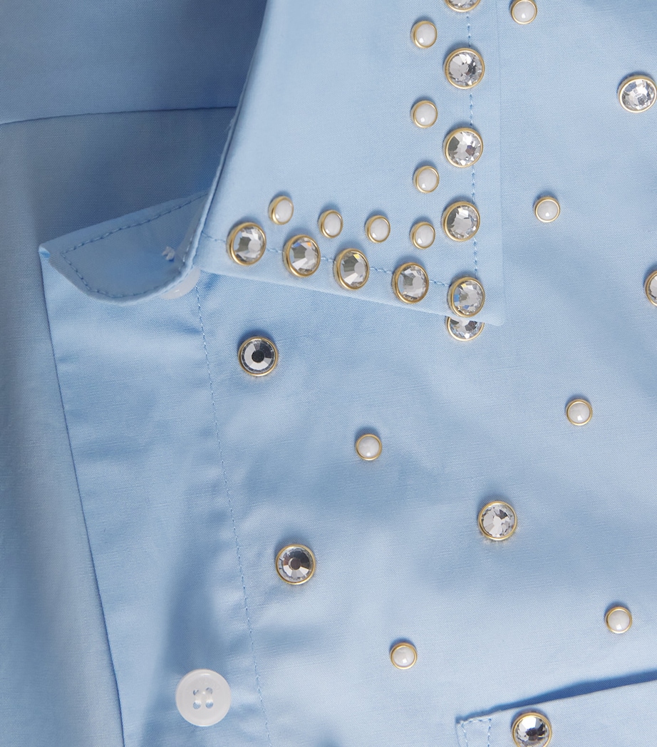 Cotton Rhinestone Shirt SKY BLUE Image 5