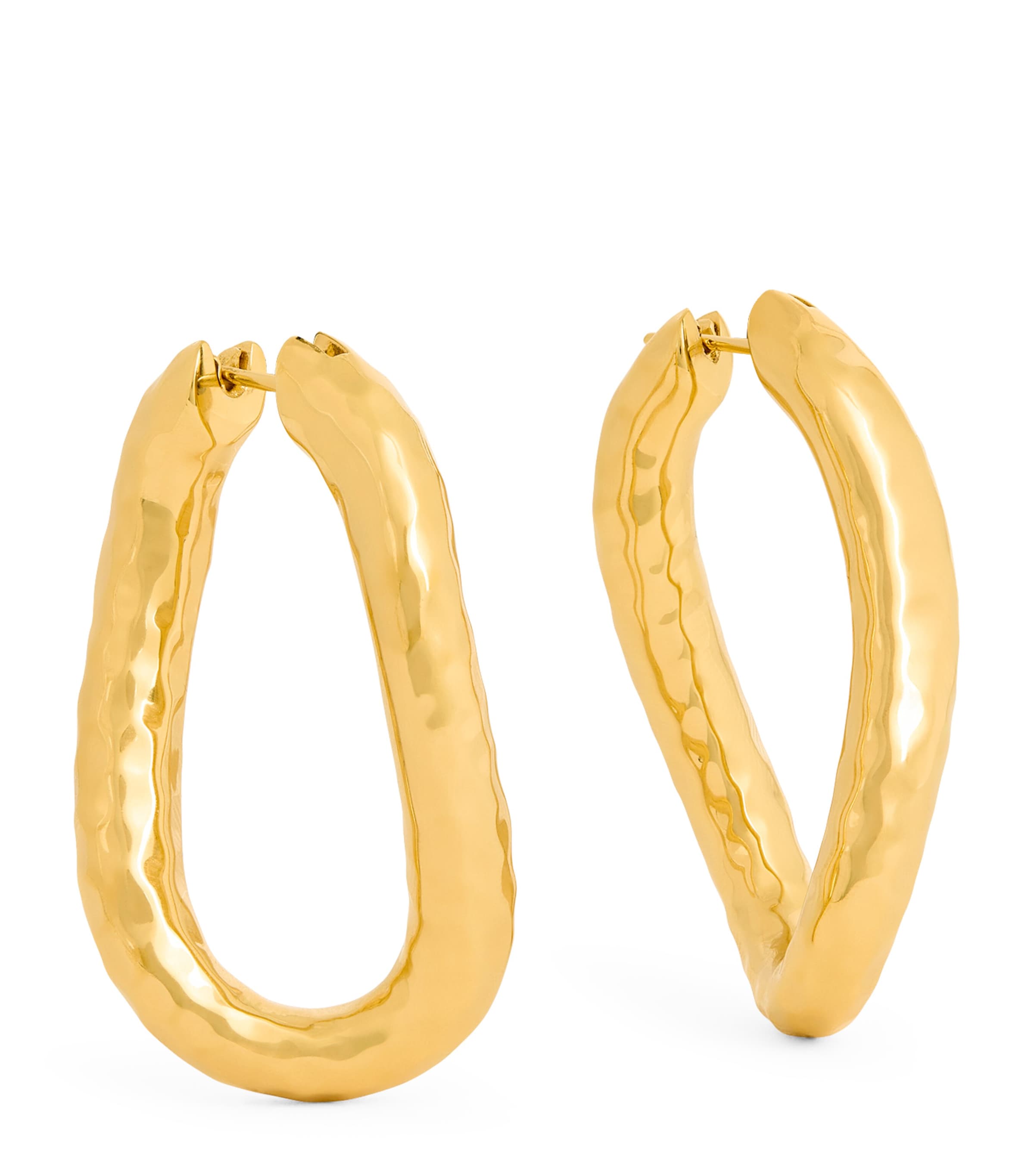 Jil Sander Large Hammered Hoop Earrings In Yellow