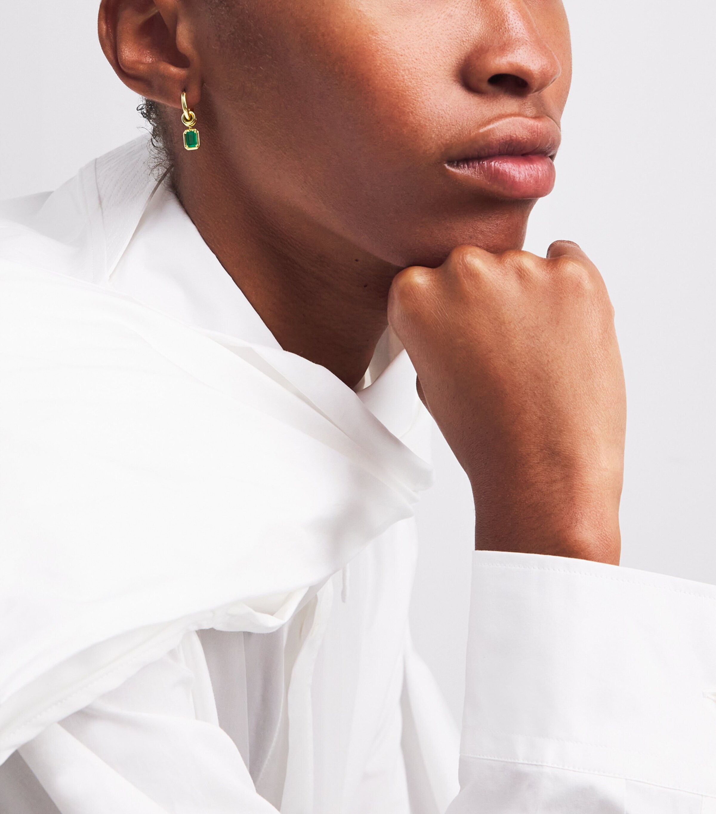 Yellow Gold and Emerald Zahra Hoop Earrings YELLOW GOLD Image 2