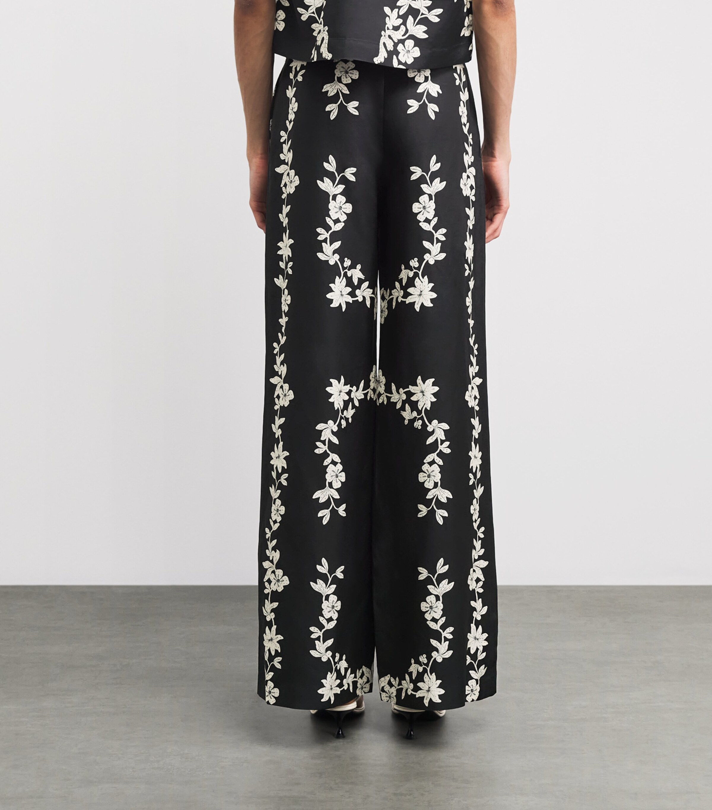 Claudie Pierlot Womens Floral Wide-Leg Tailored Trousers Dark Print Image 5