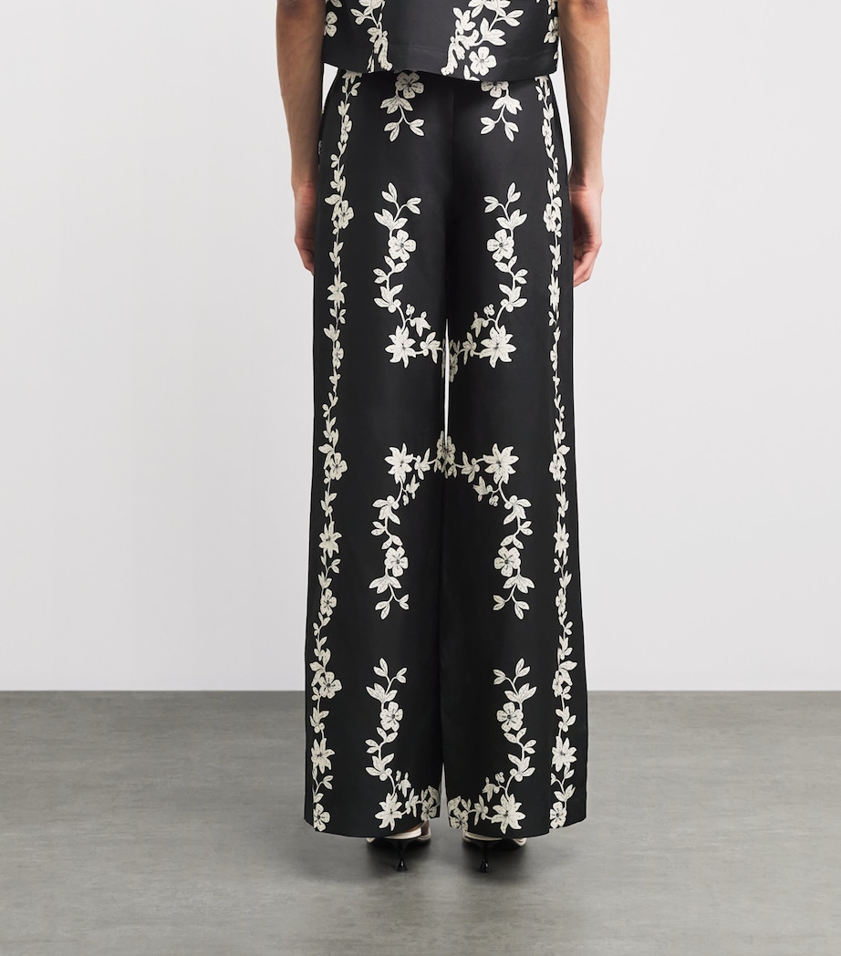 Claudie Pierlot Womens Floral Wide-Leg Tailored Trousers Dark Print Image 5