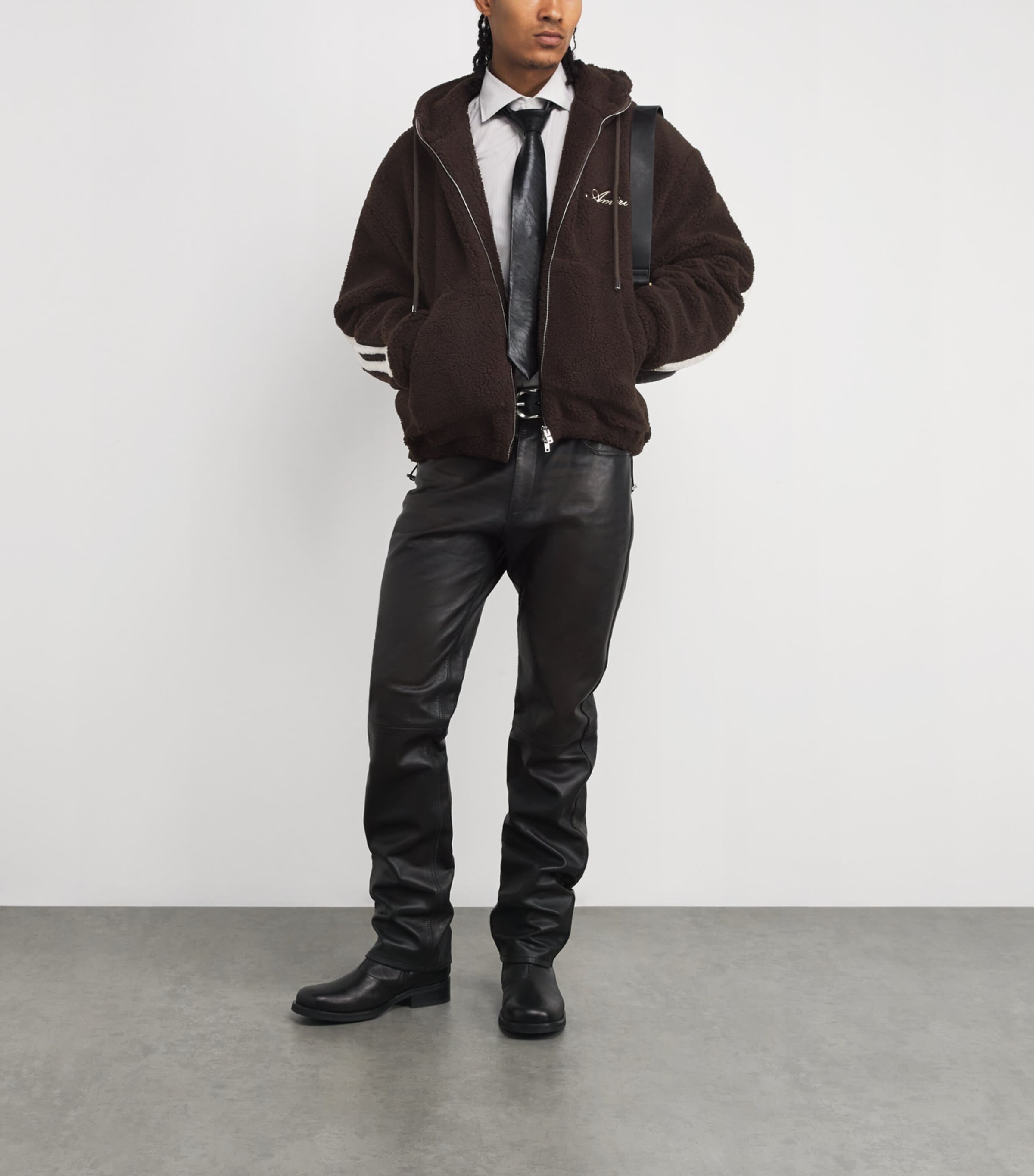 Fleece Bones Hoodie DARK BROWN Image 2