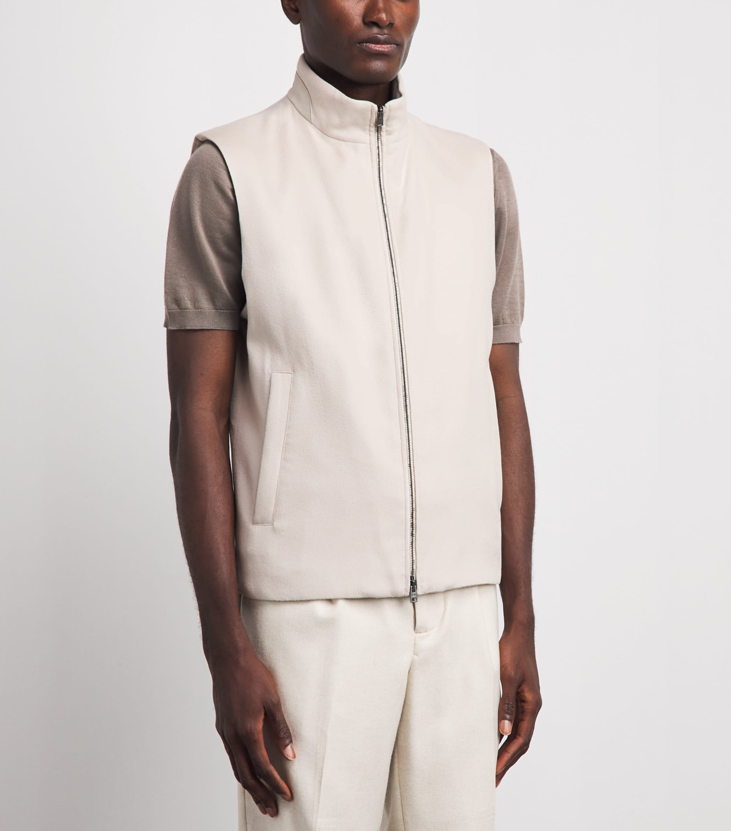 Herno Mens Silk-Cashmere Gilet Chantilly Image 4