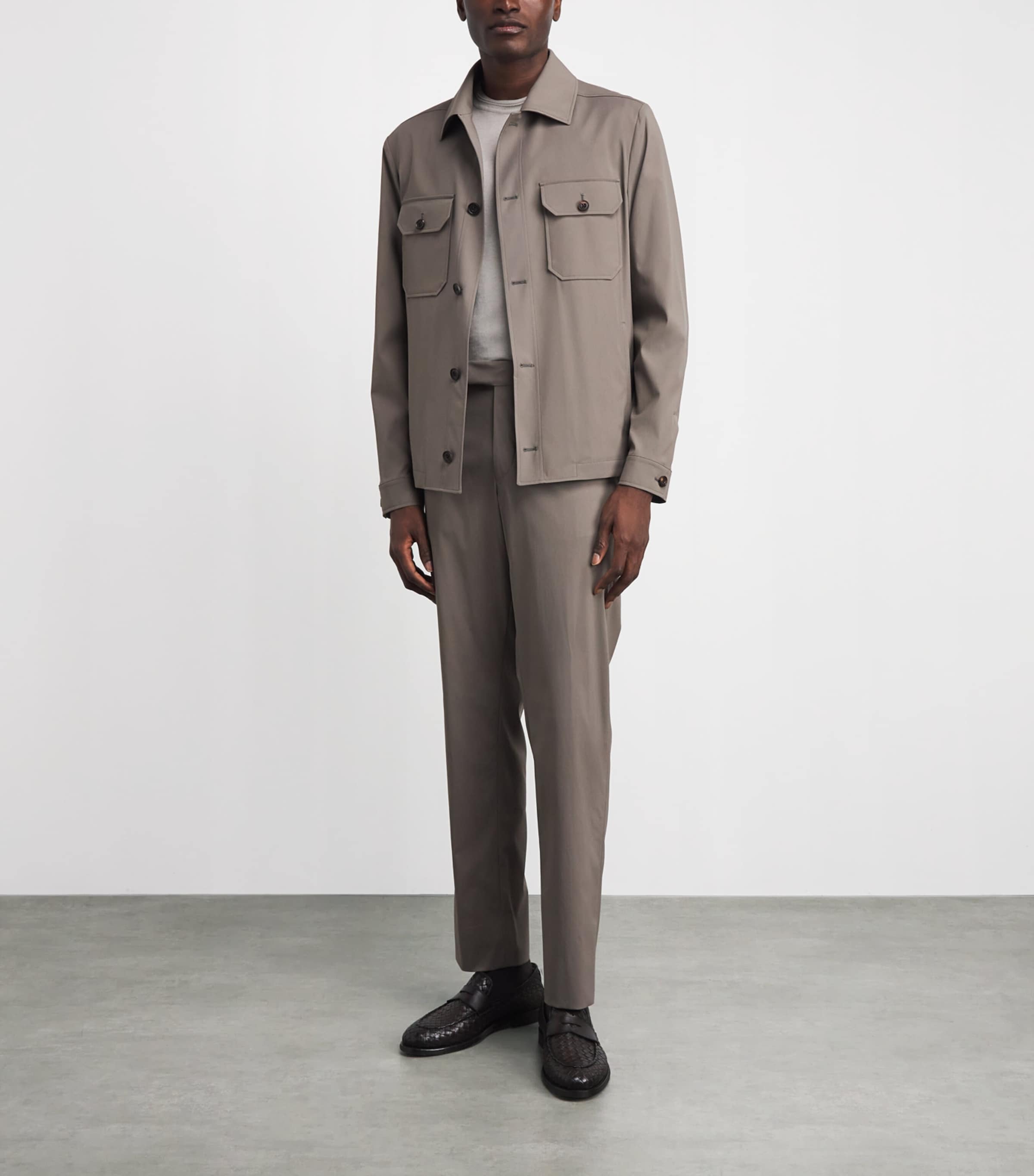 Corneliani Mens Water-Repellent Techwool Overshirt Natural / Beige Image 2