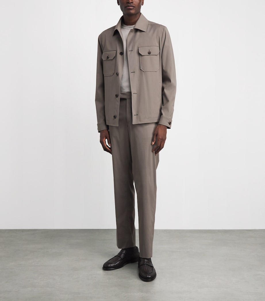 Corneliani Mens Water-Repellent Techwool Overshirt Natural / Beige Image 2