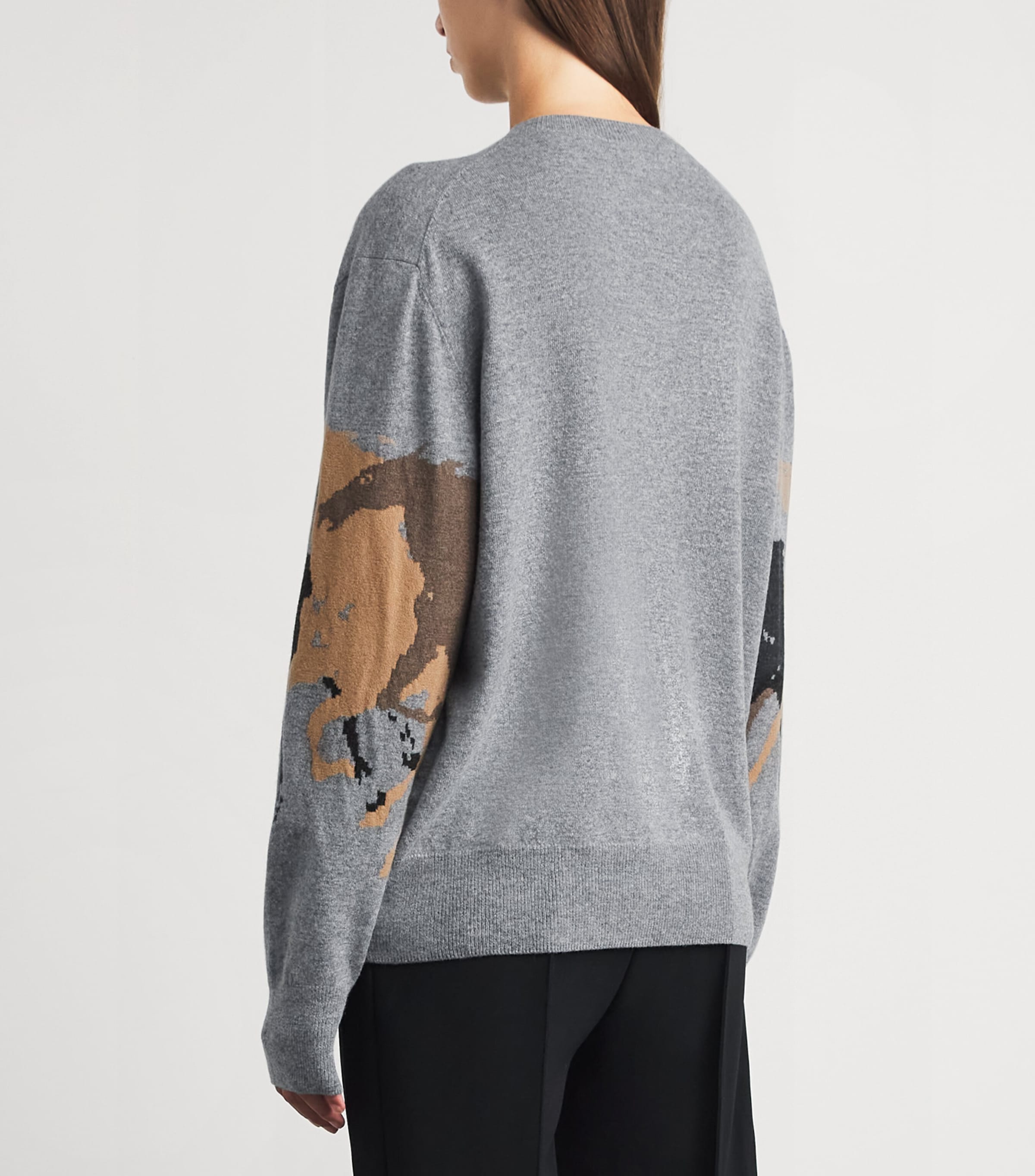 Stella McCartney Womens Wool Horse Jacquard Sweater Grey Melange Image 5