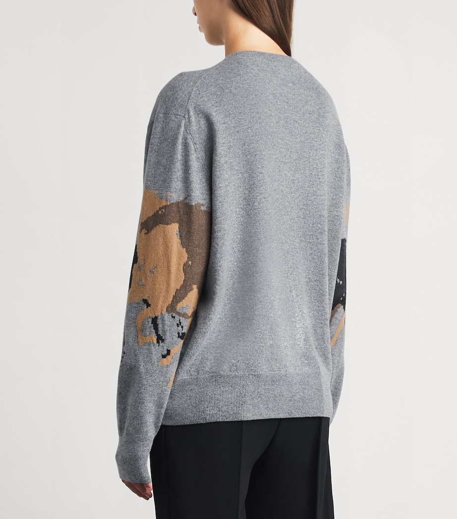 Stella McCartney Womens Wool Horse Jacquard Sweater Grey Melange Image 5