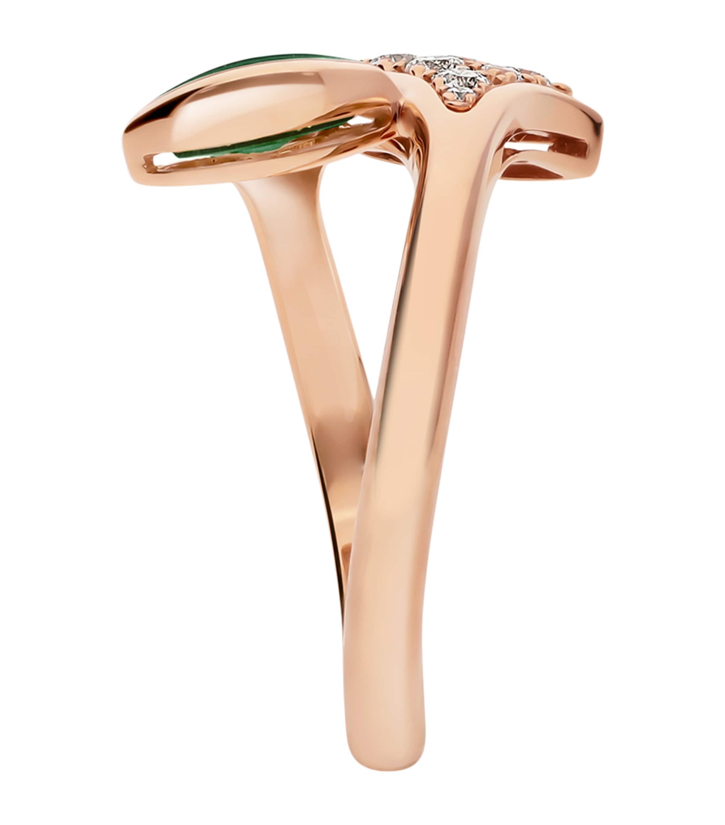 Rose Gold, Diamond and Malachite Divas' Dream Ring PINK GOLD Image 3