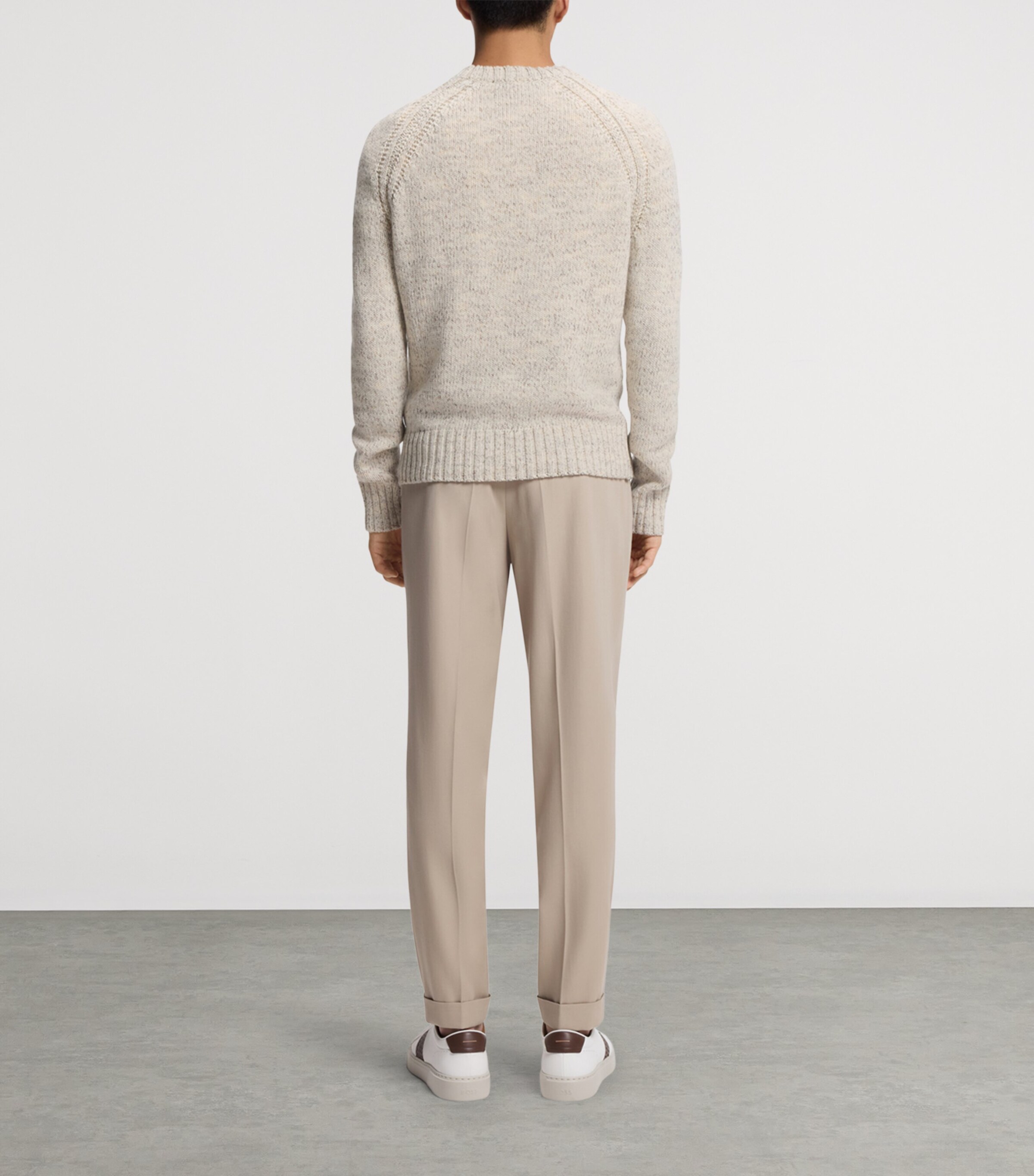 BOSS Mens Cashmere-Wool Tweed-Effect Sweater Image 3