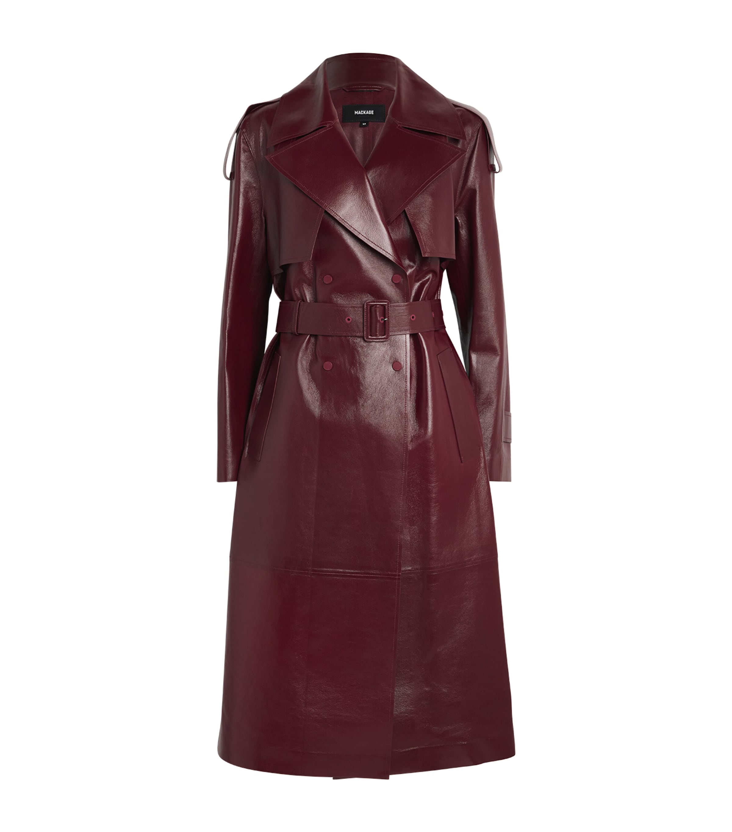 Mackage Lambskin Carmela Trench Coat In Red