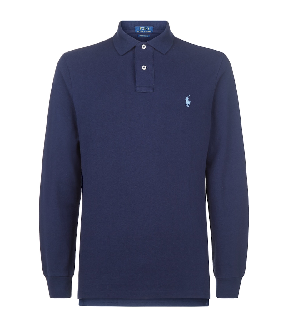 Cotton Long-Sleeve Polo Shirt NAVY Image 2
