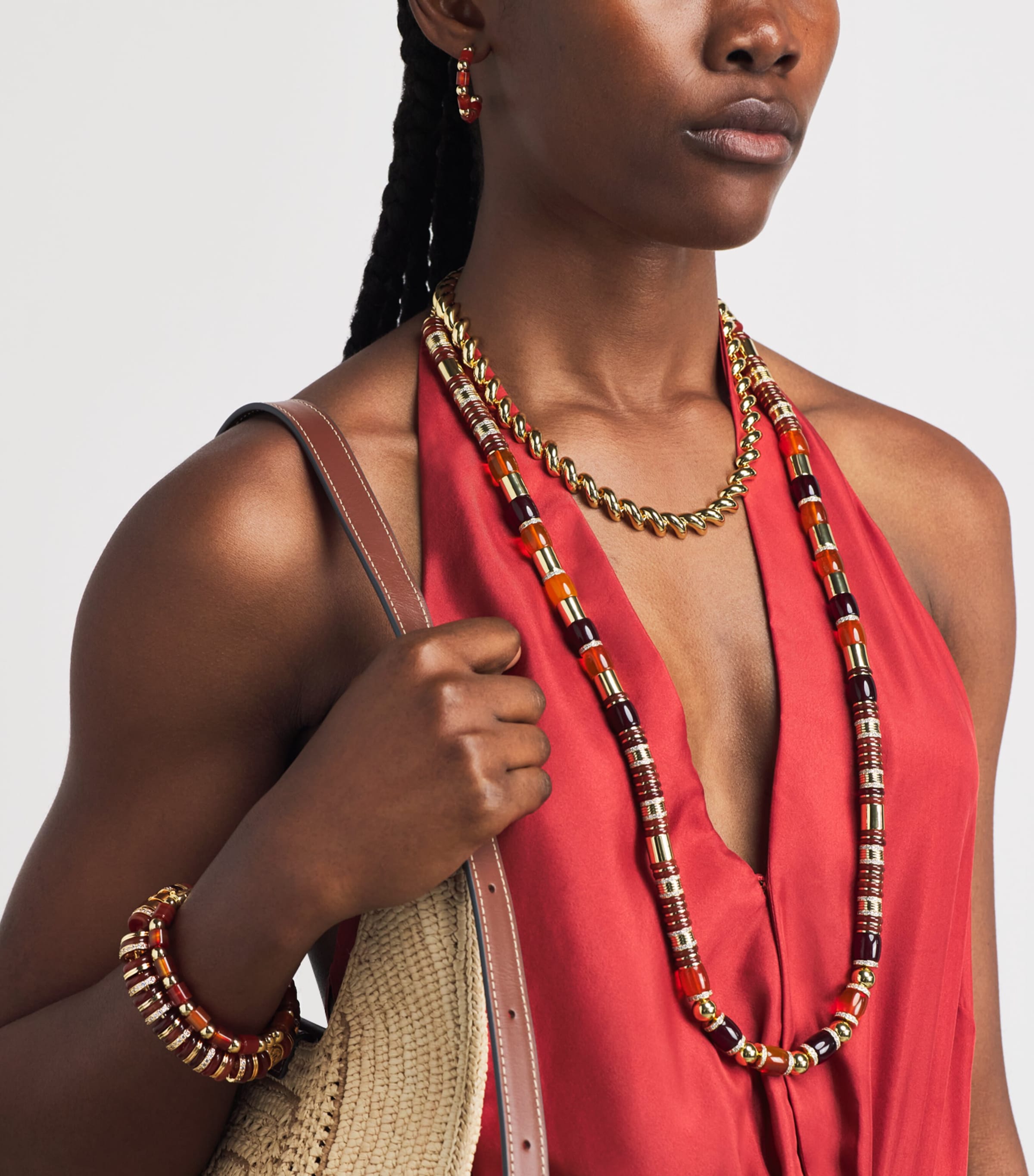 Eddie Borgo Gold-Plated Amber, Carnelian and Pavé Crystal Lenox Bracelet Gold Image 4