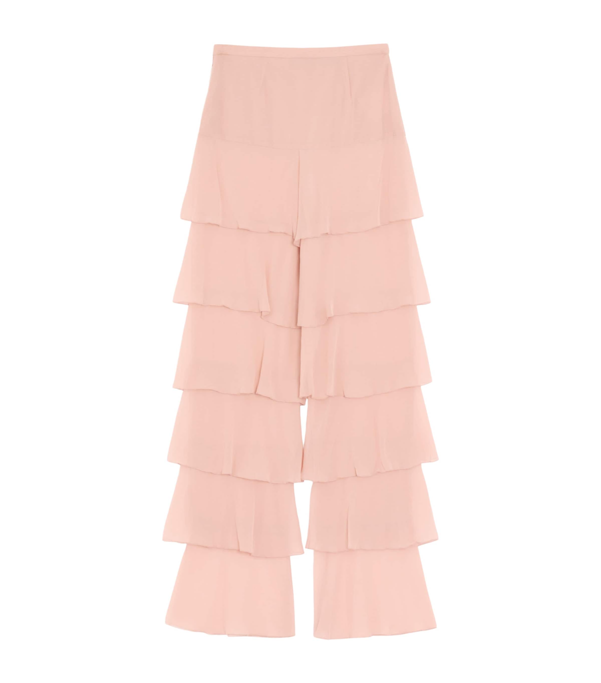 Valentino Womens Silk Tiered Straight Trousers Image 2