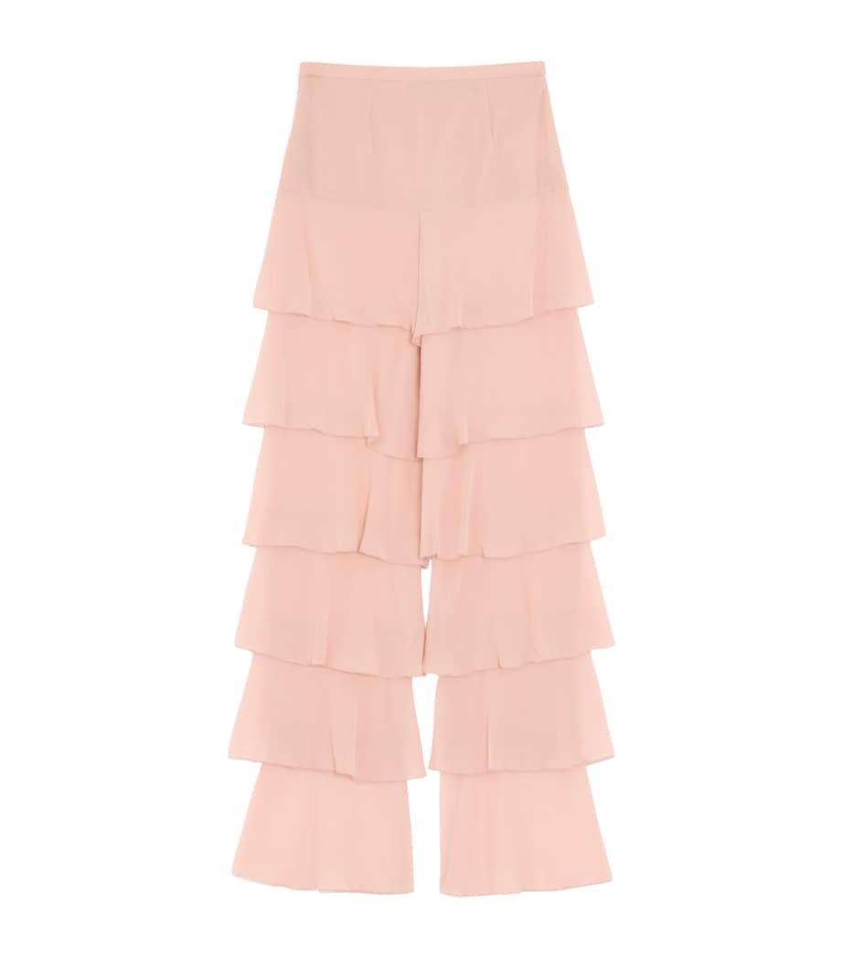 Valentino Womens Silk Tiered Straight Trousers Image 2