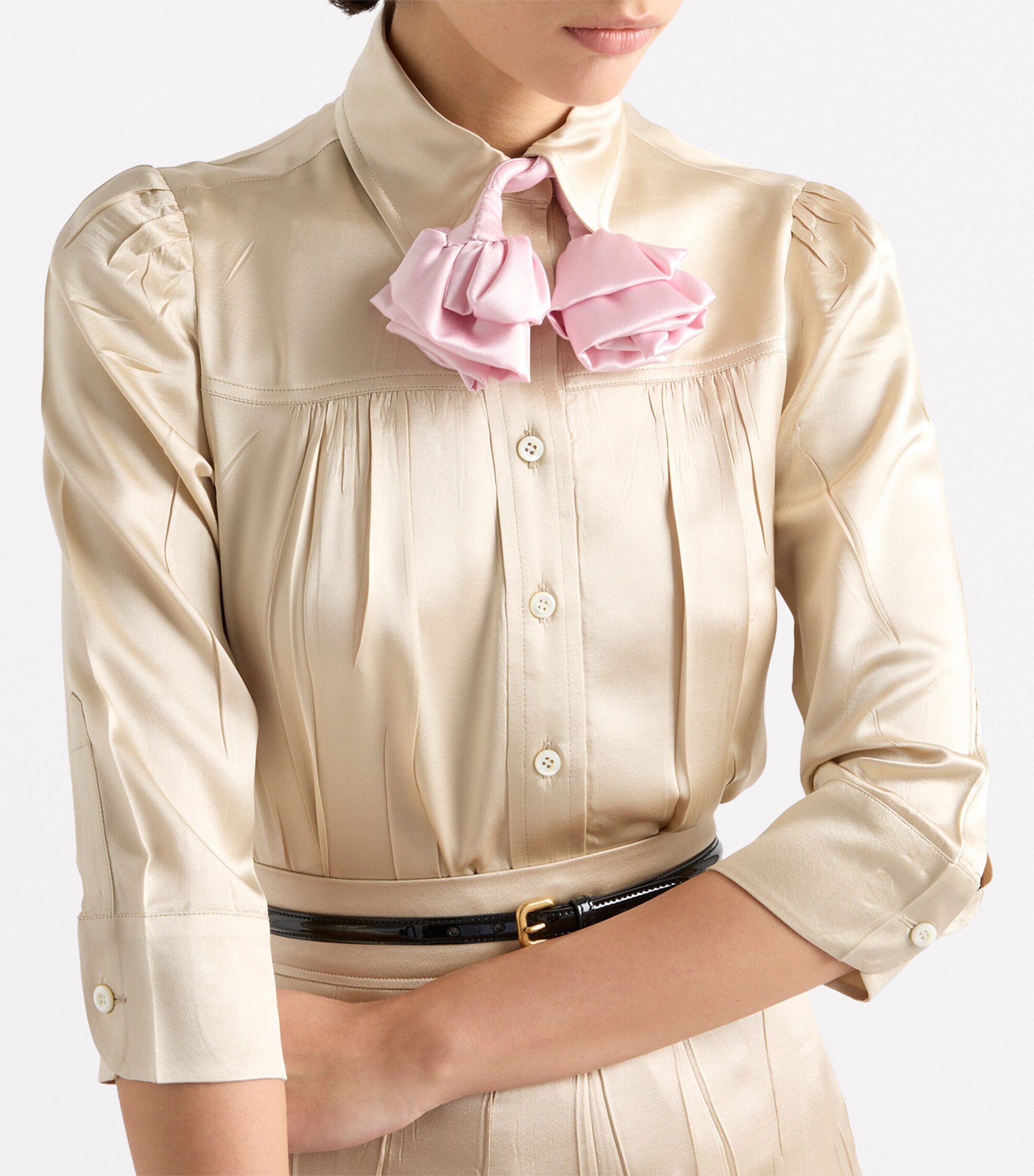 PRADA silk satin s/s zip shirt - メルカリ
