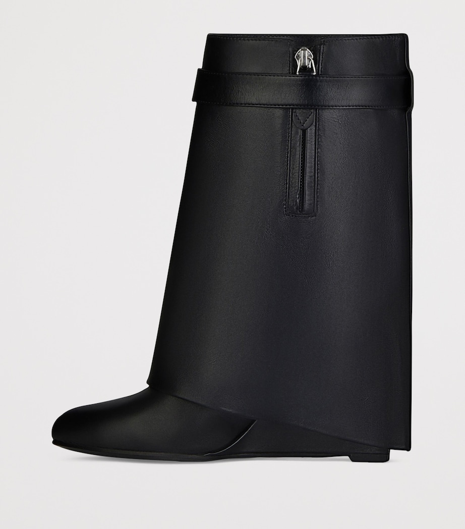 Leather Shark Lock Ankle Boots 90 BLACK Image 4