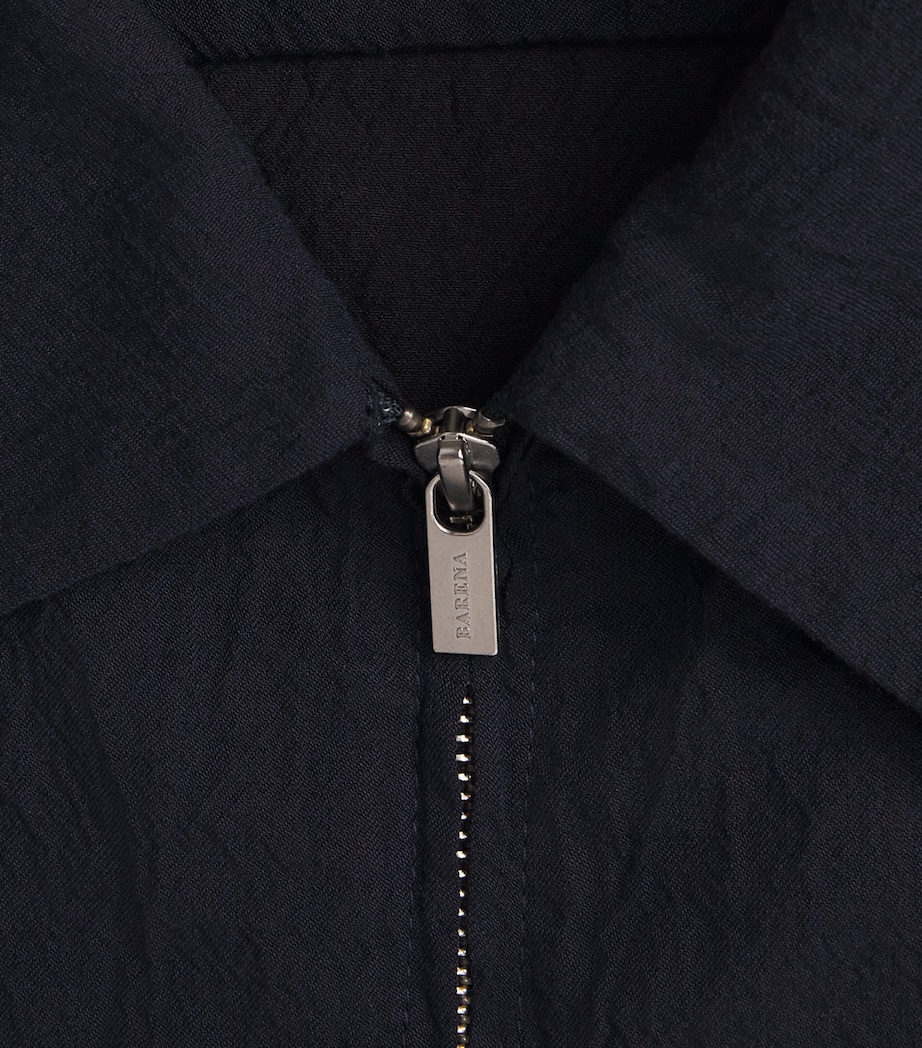 Barena Mens Cotton-Blend Crinkle Overshirt Navy Image 6