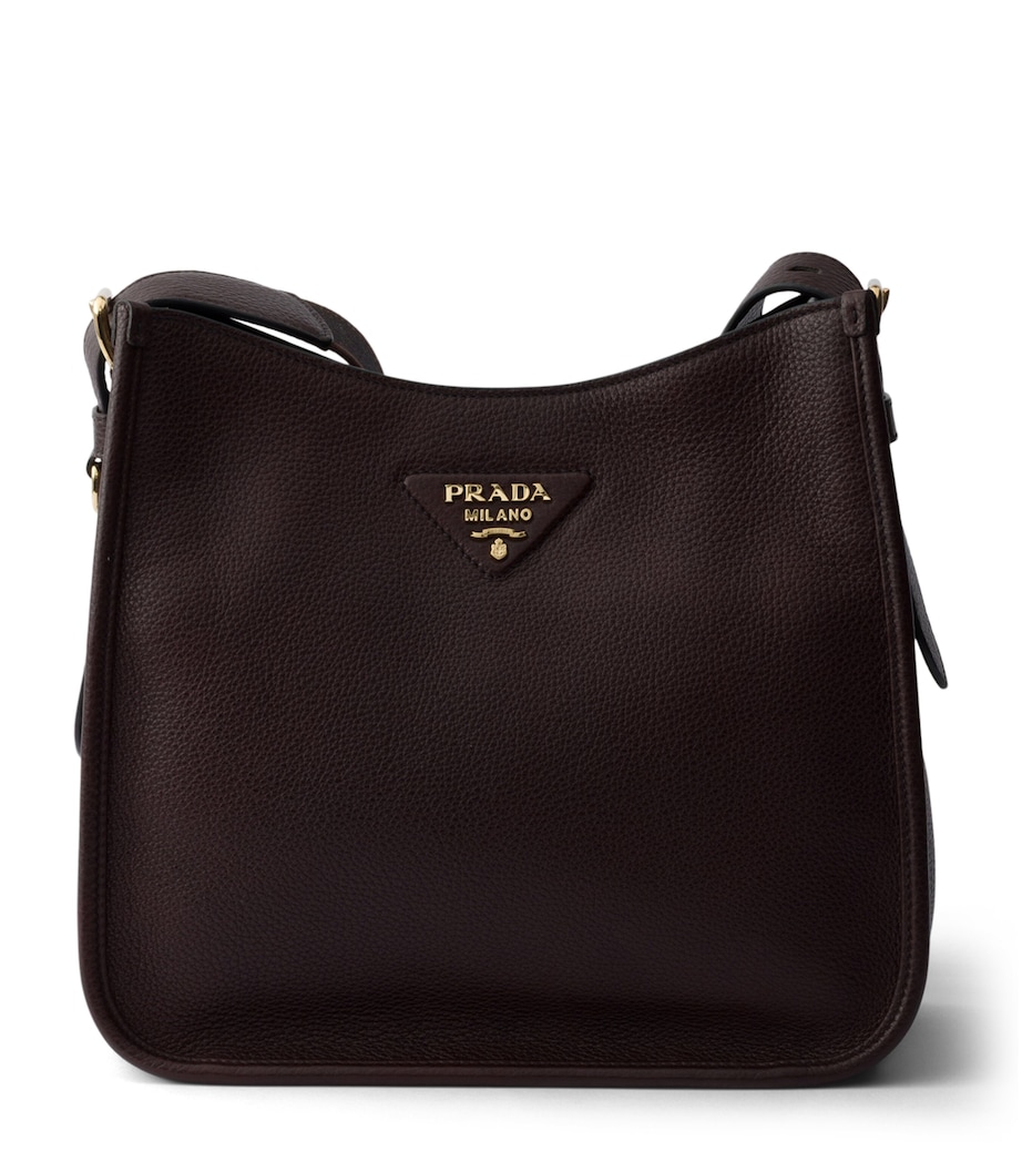 Prada Medium Leather Shoulder Bag Brown Image 1