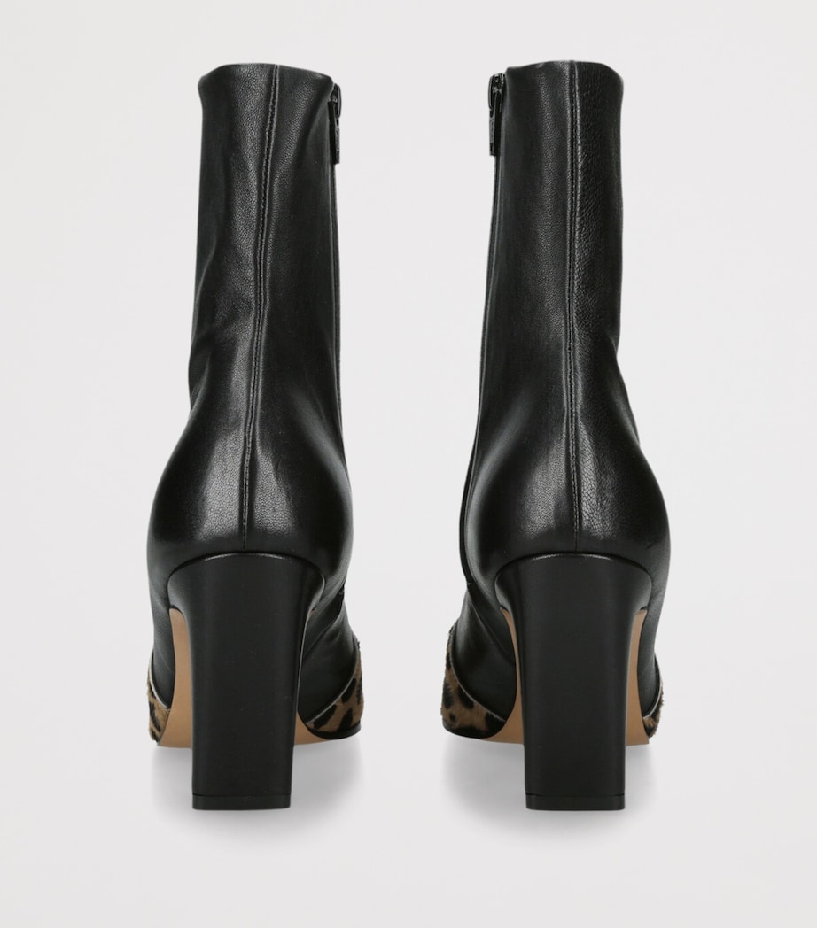 Leather Leopard-Trim Nevada Ankle Boots 85 CAMEL/OTH Image 2