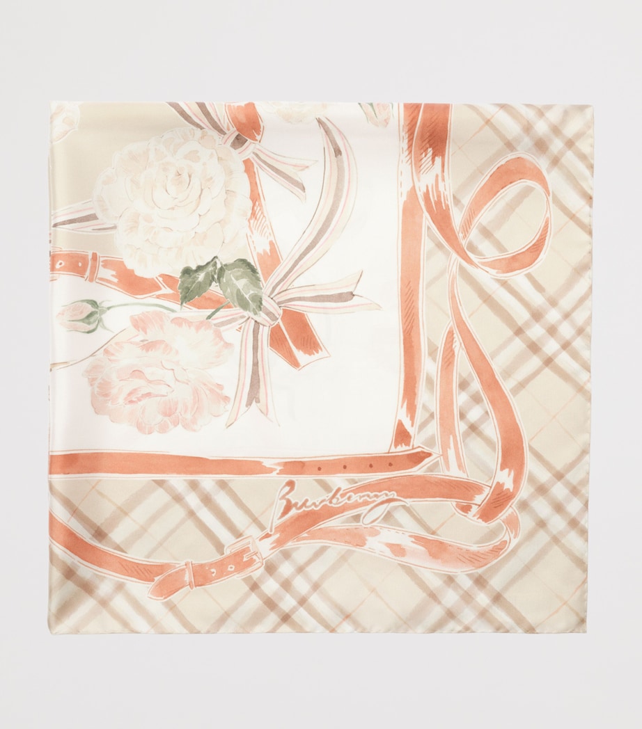 Burberry Silk Rose Check Scarf Honey Beige Image 5