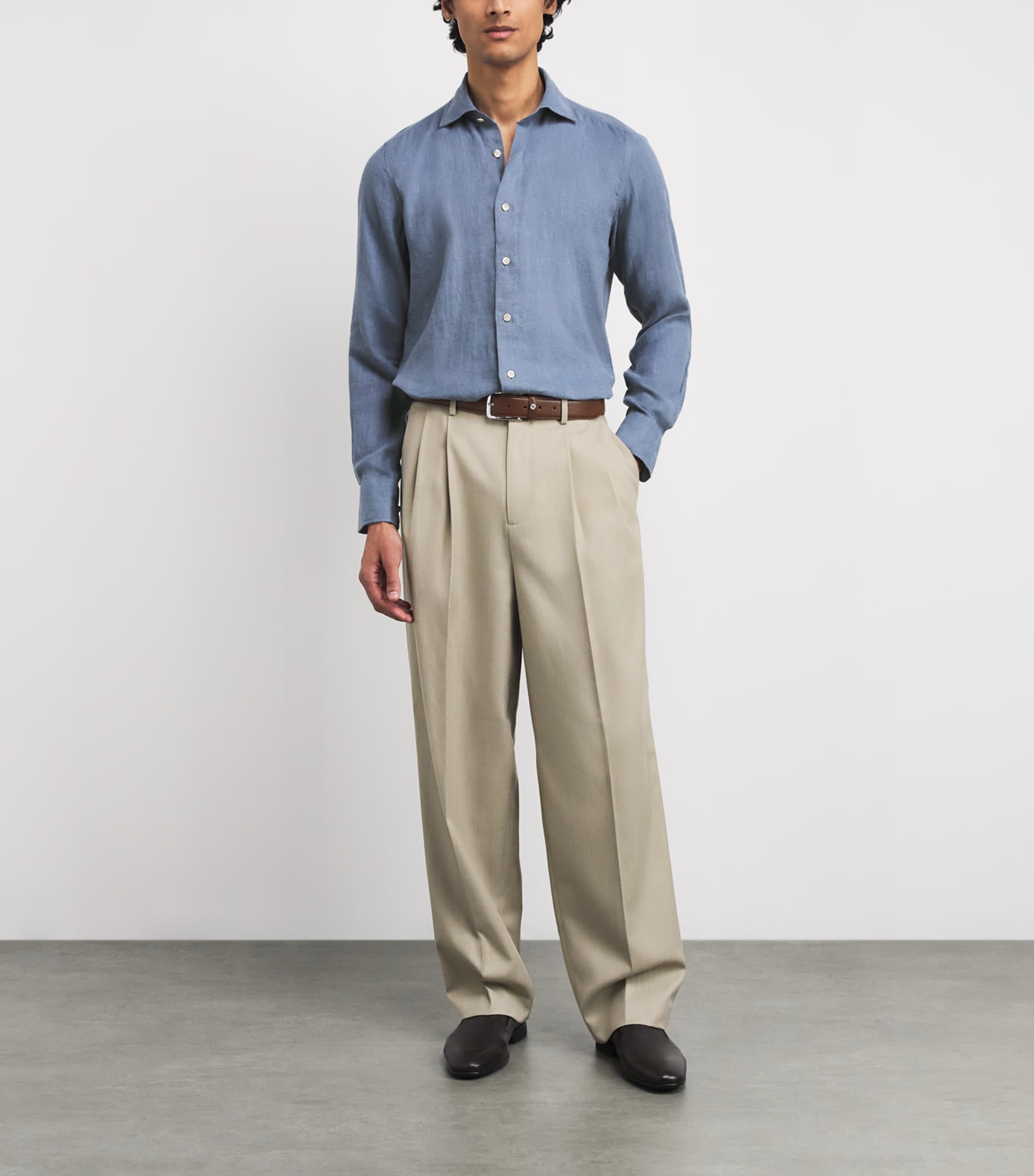 Brushed Linen Shirt BLUE Image 2