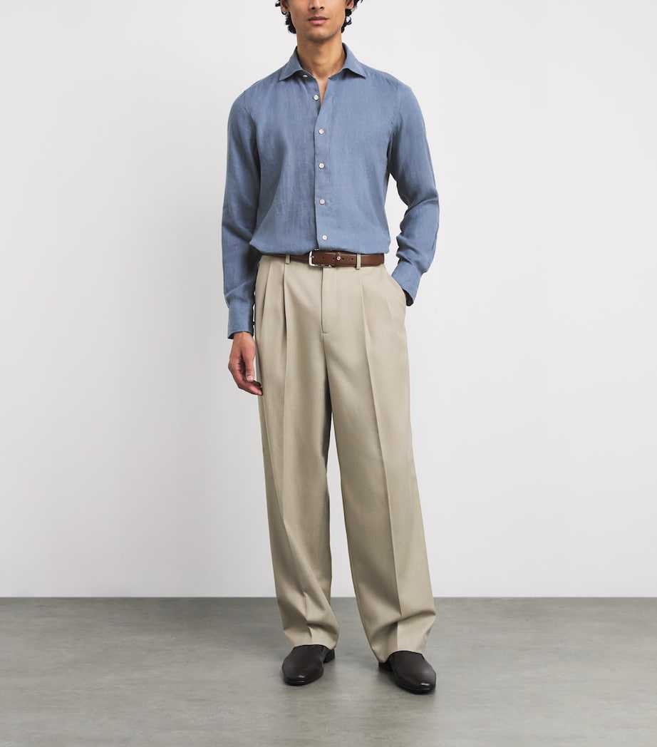 Brushed Linen Shirt BLUE Image 2