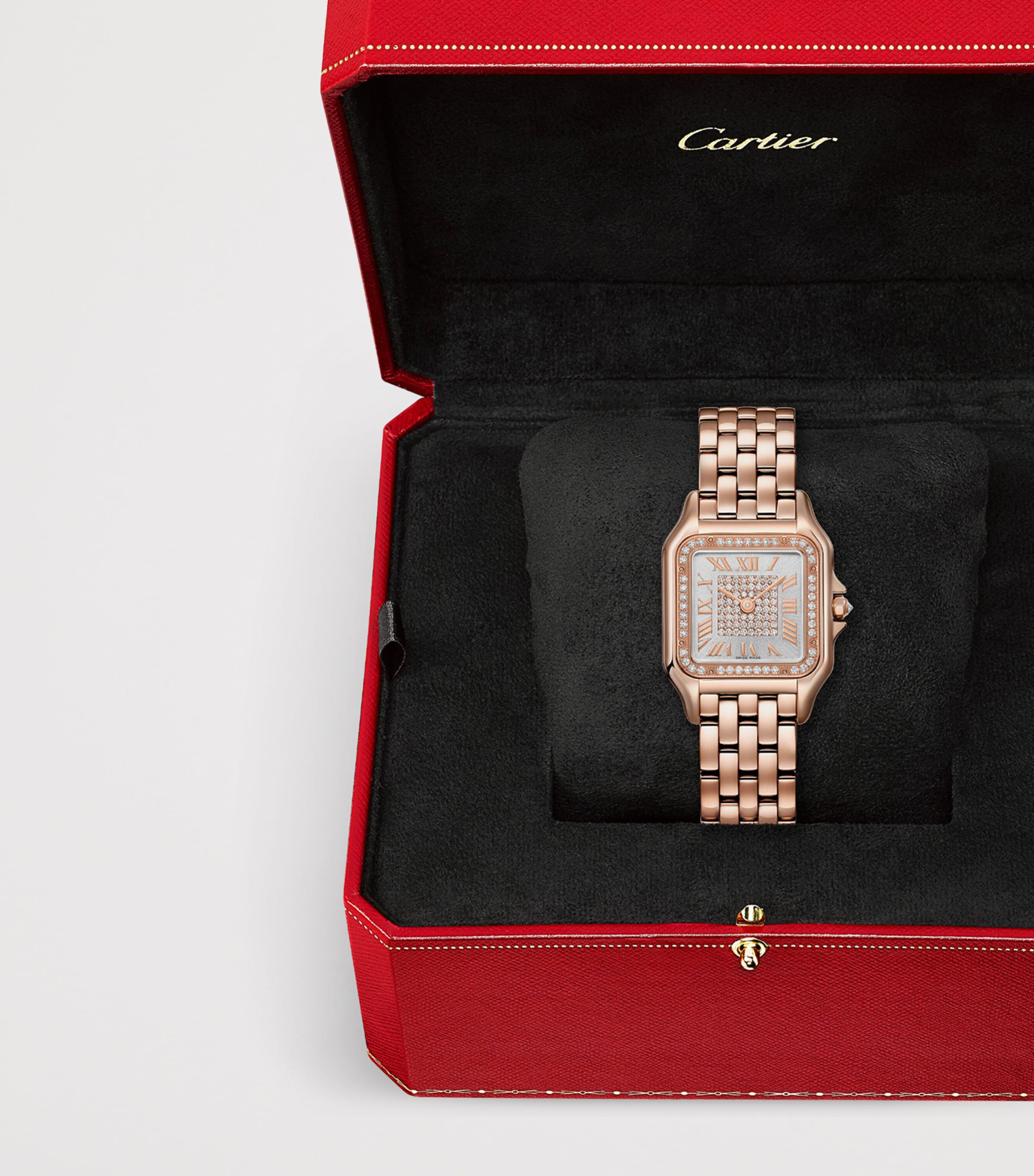 Medium Rose Gold and Diamond Panthère de Cartier Watch 27mm SILVERED Image 8