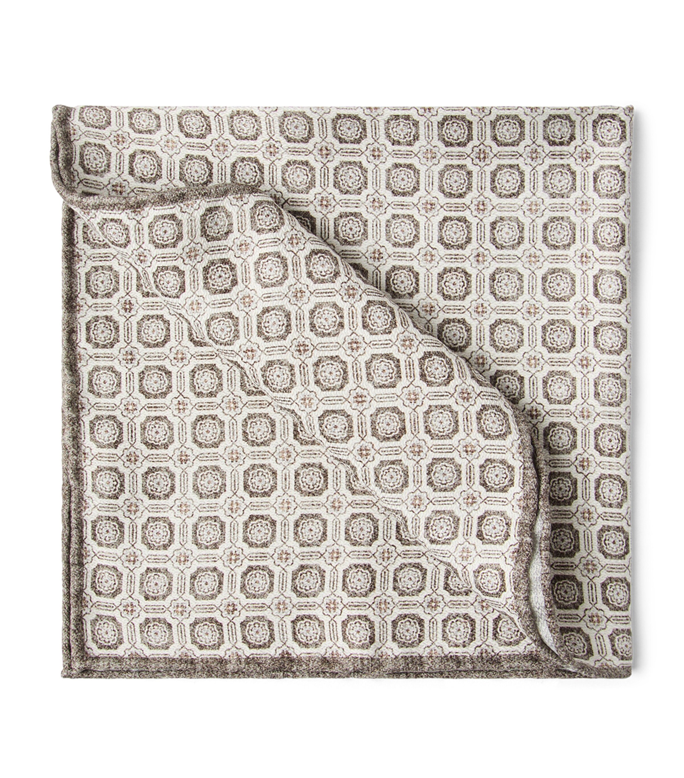 Brunello Cucinelli Double-Faced Silk Geometric Pocket Square | Men Accessories | Pocket Squares | Designers | Brunello Cucinelli | Partywear | Mens | Accessories