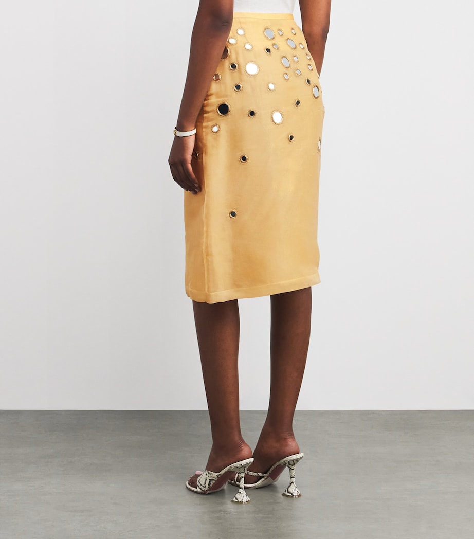 Silk Mirror-Embellished Midi Skirt 704 SOFT WHEAT Image 4