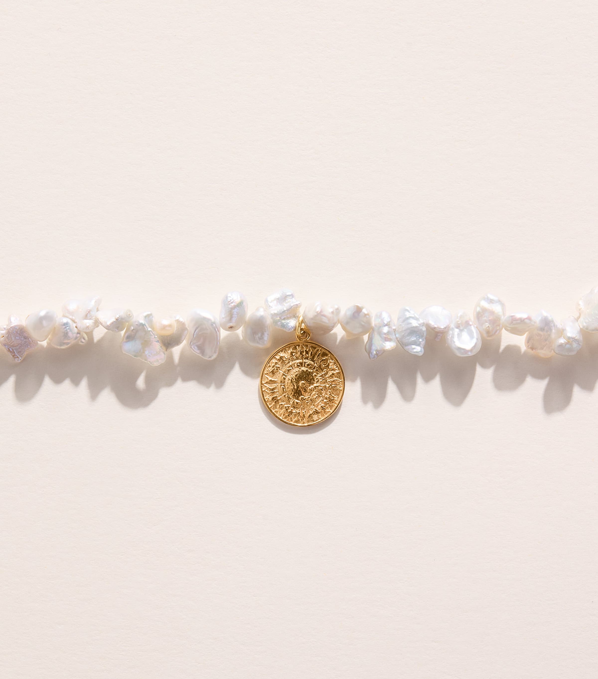 Hermina Athens Freshwater Pearl Shield Pendant Necklace Gold Image 3