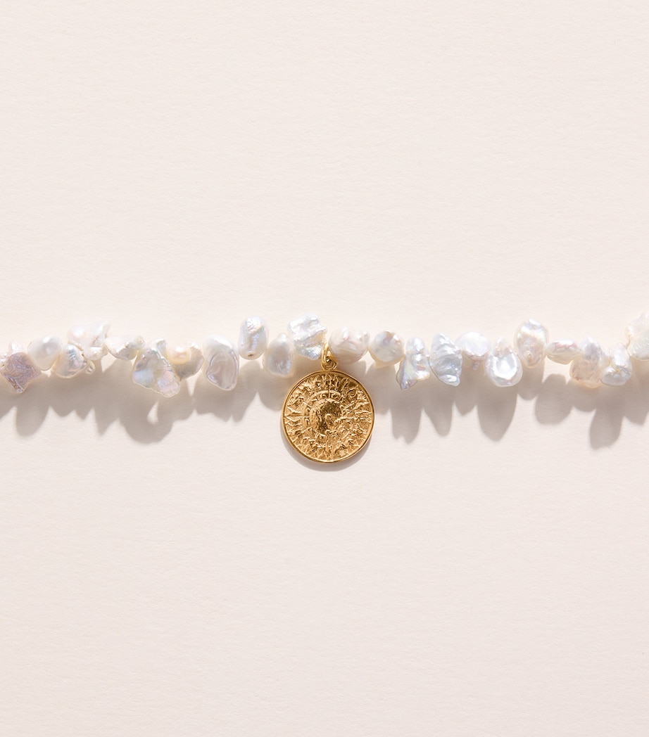 Hermina Athens Freshwater Pearl Shield Pendant Necklace Gold Image 3