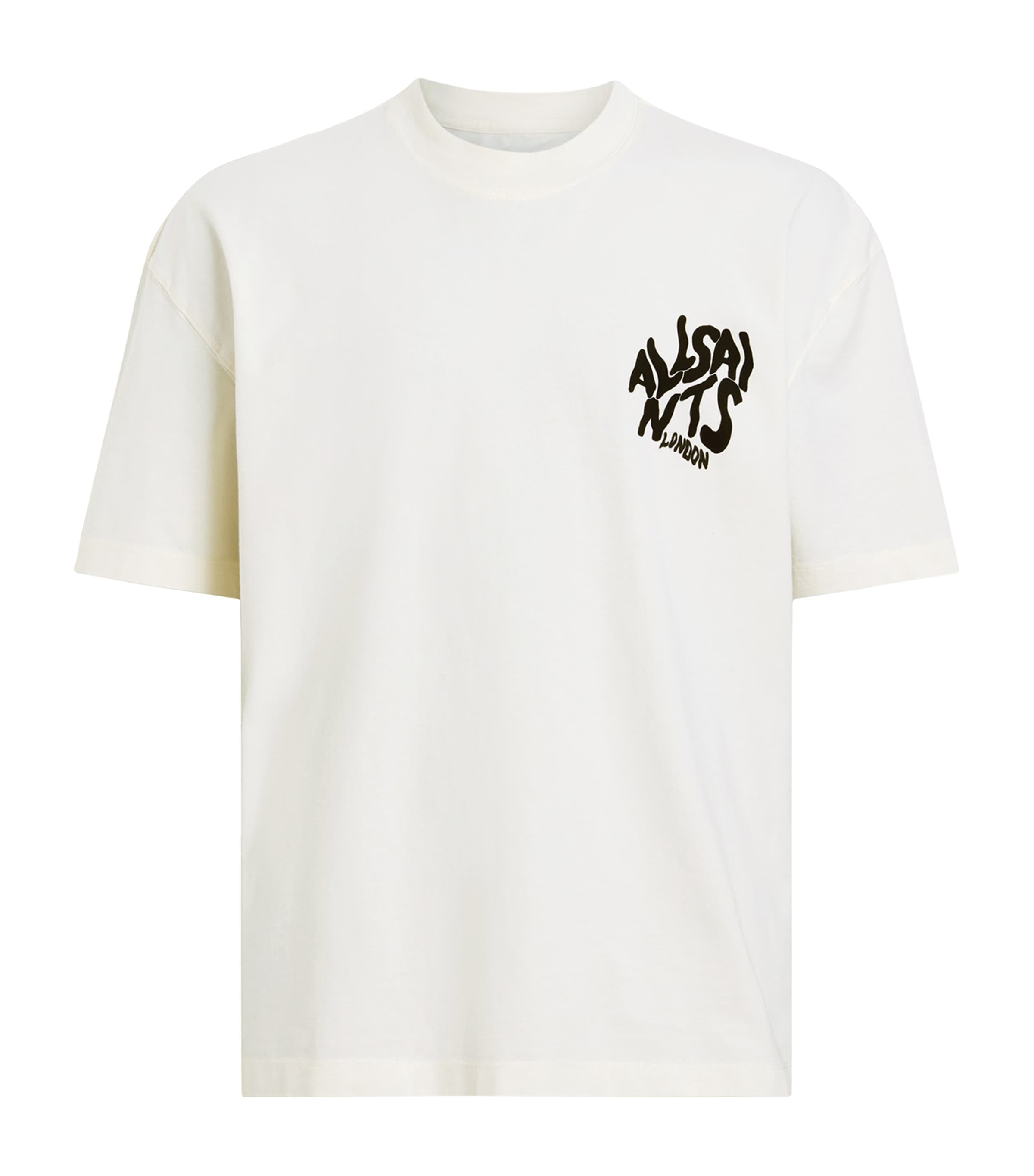 Allsaints Mens Ashen White Orlando Logo-print Relaxed-fit Organic-cotton T-shirt In White