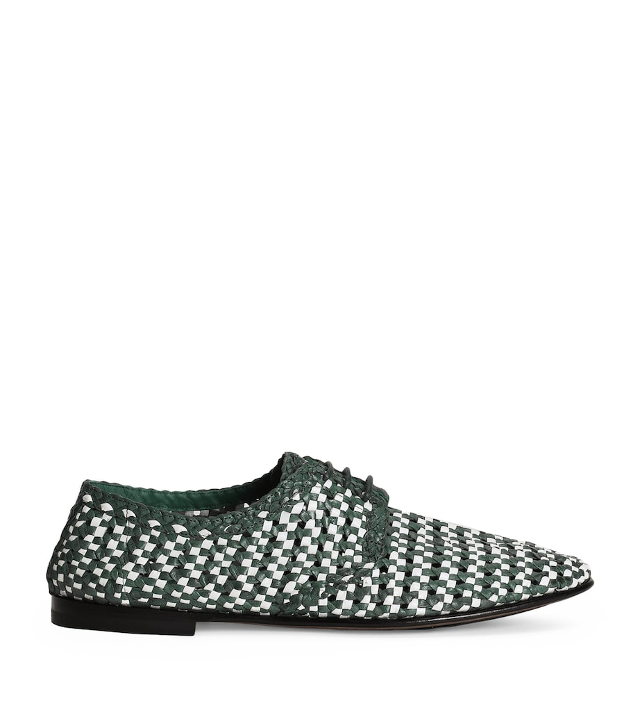 Goatskin Woven Derby Shoes 8B918-WHITE/GREEN Image 1