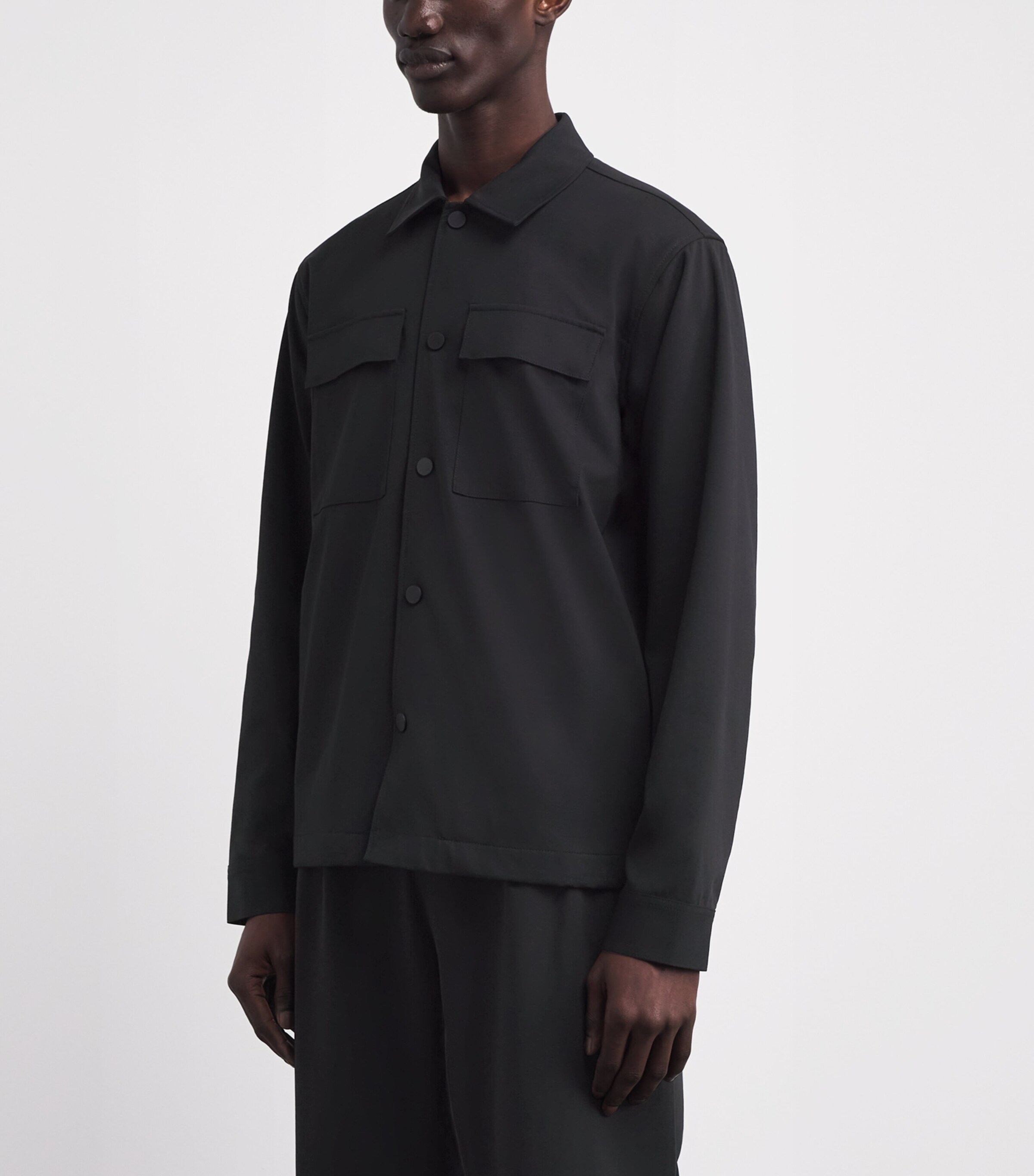 7 For All Mankind Mens Cotton-Blend Luxe Performance Overshirt Double Knit Bla Image 4