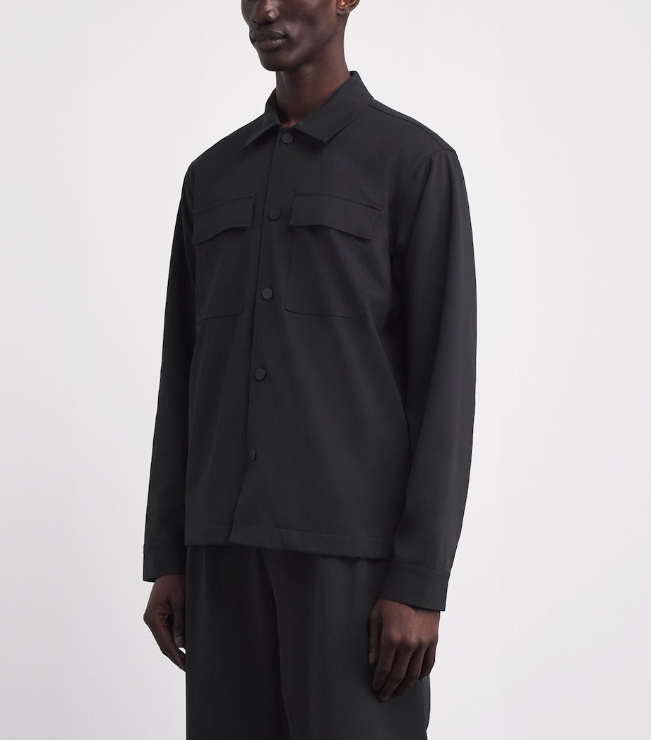 7 For All Mankind Mens Cotton-Blend Luxe Performance Overshirt Double Knit Bla Image 4