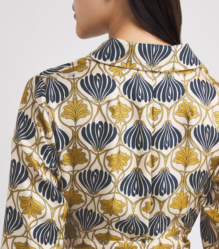 Silk Patterned Kaftan Midi Dress MUSTARD Image 4