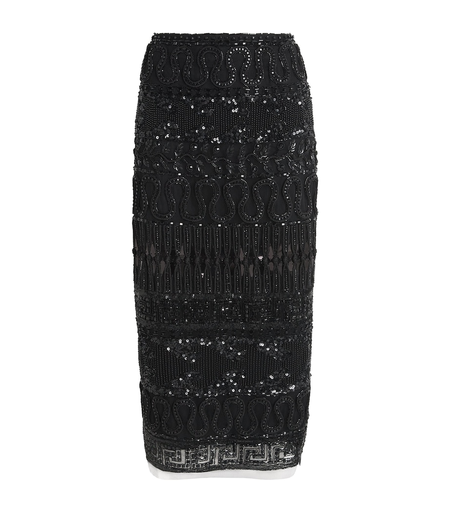 Tulle Embellished Midi Skirt 001 BLACK Image 1