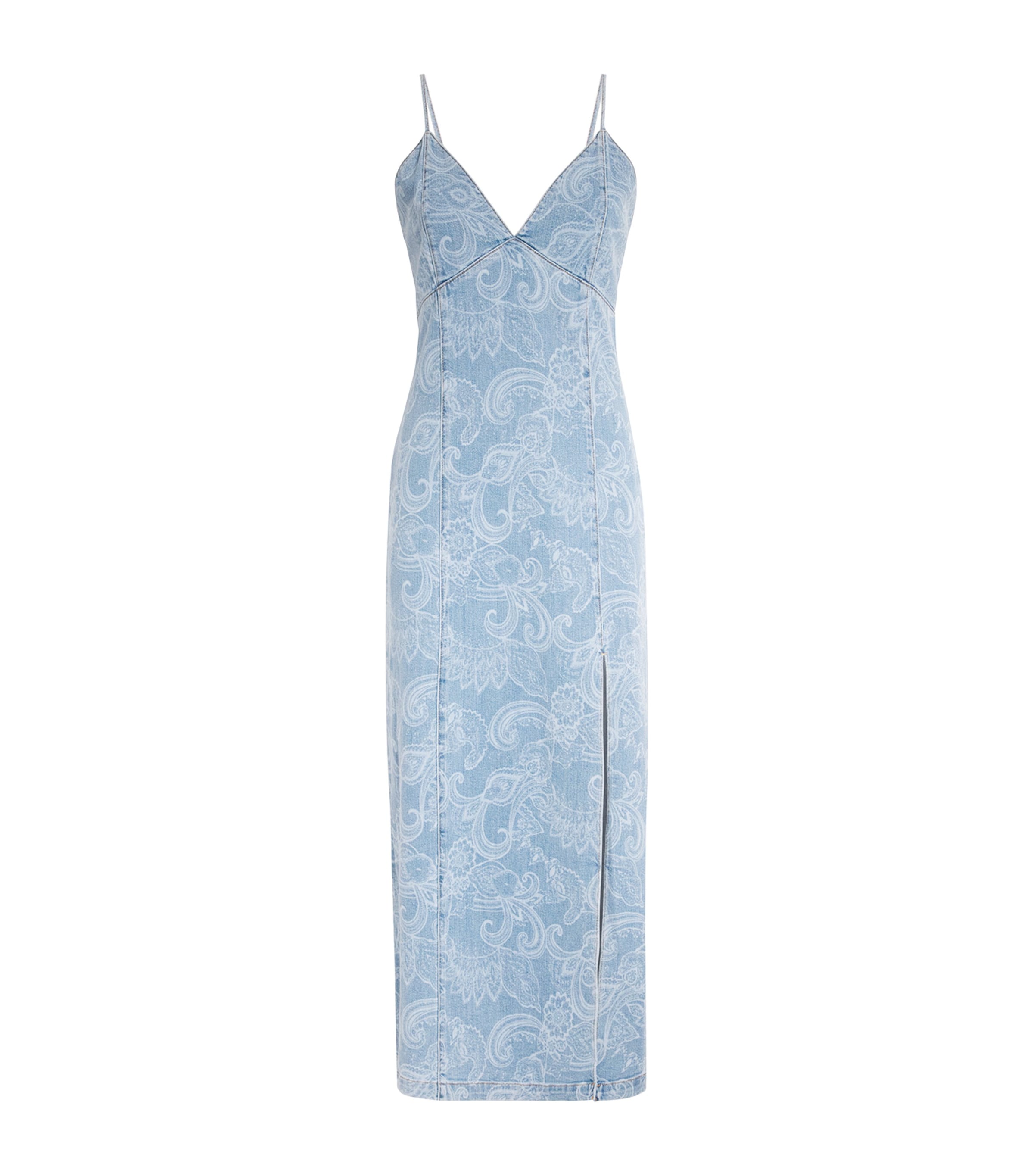 Alice And Olivia Denim Julietta Midi Dress In Blue