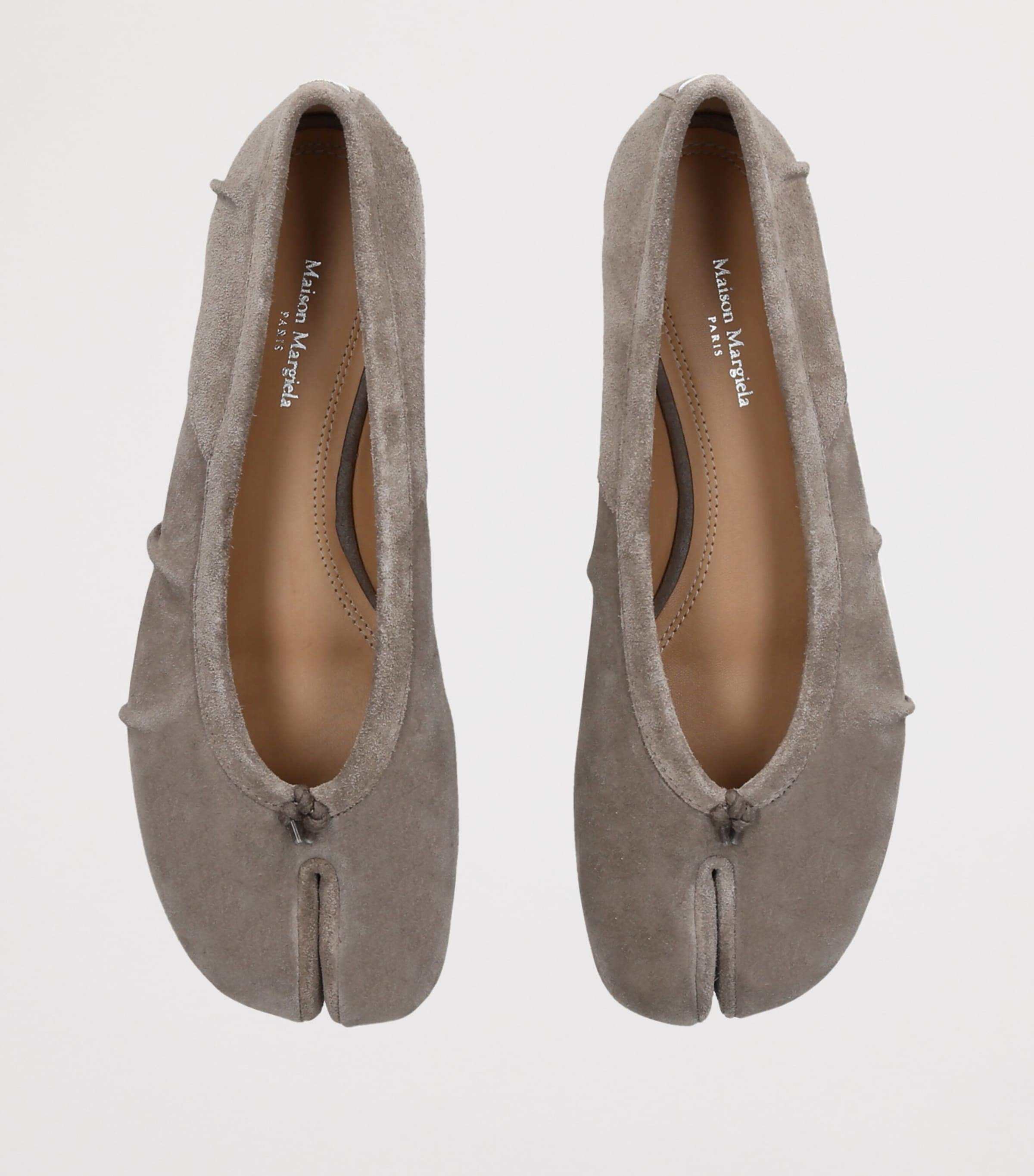 Maison Margiela Suede Tabi Ballet Flats Taupe Image 3